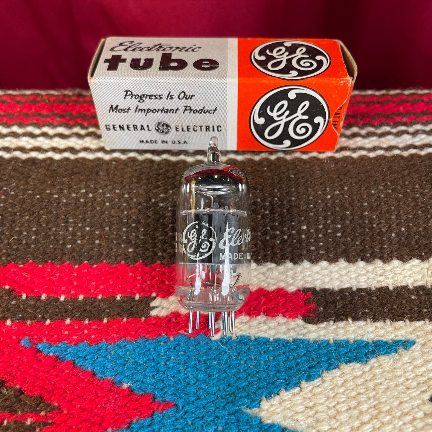 Vintage GE 12AU7A Short Plate Preamp Tube Valve Made In USA #47