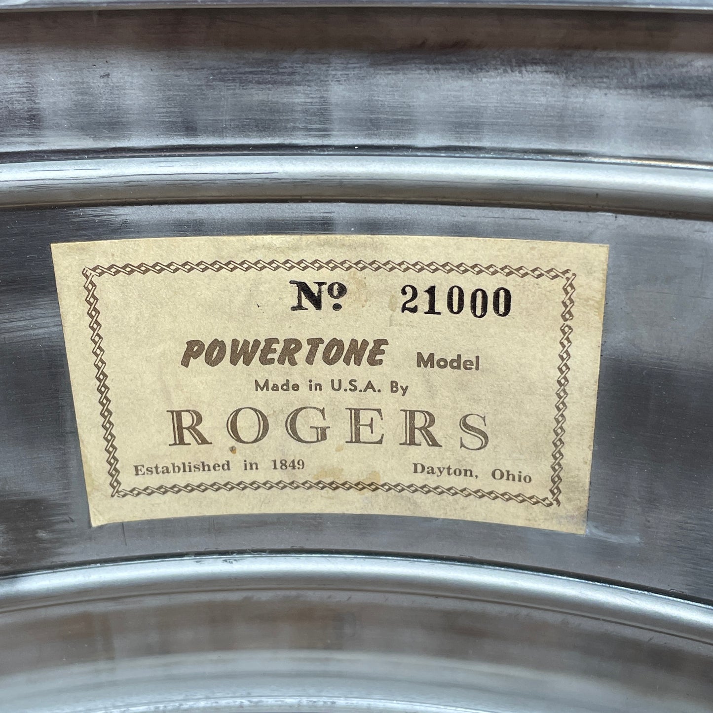 1960s Rogers 5x14 Powertone Snare Drum Chrome Over Brass Dayton COB