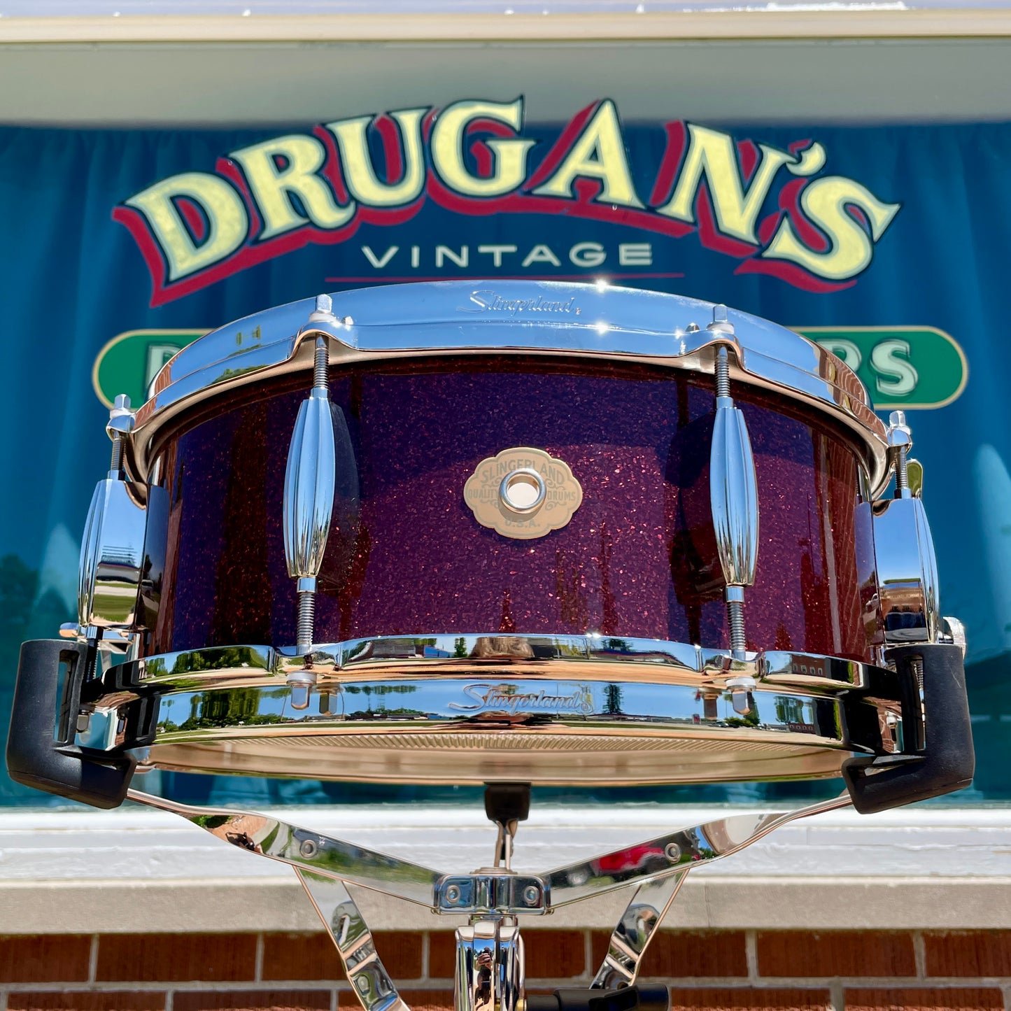 Slingerland Radio King Artist 3-Ply Mahogany/Poplar 5.5x14 Snare Drum Maroon Glass Glitter