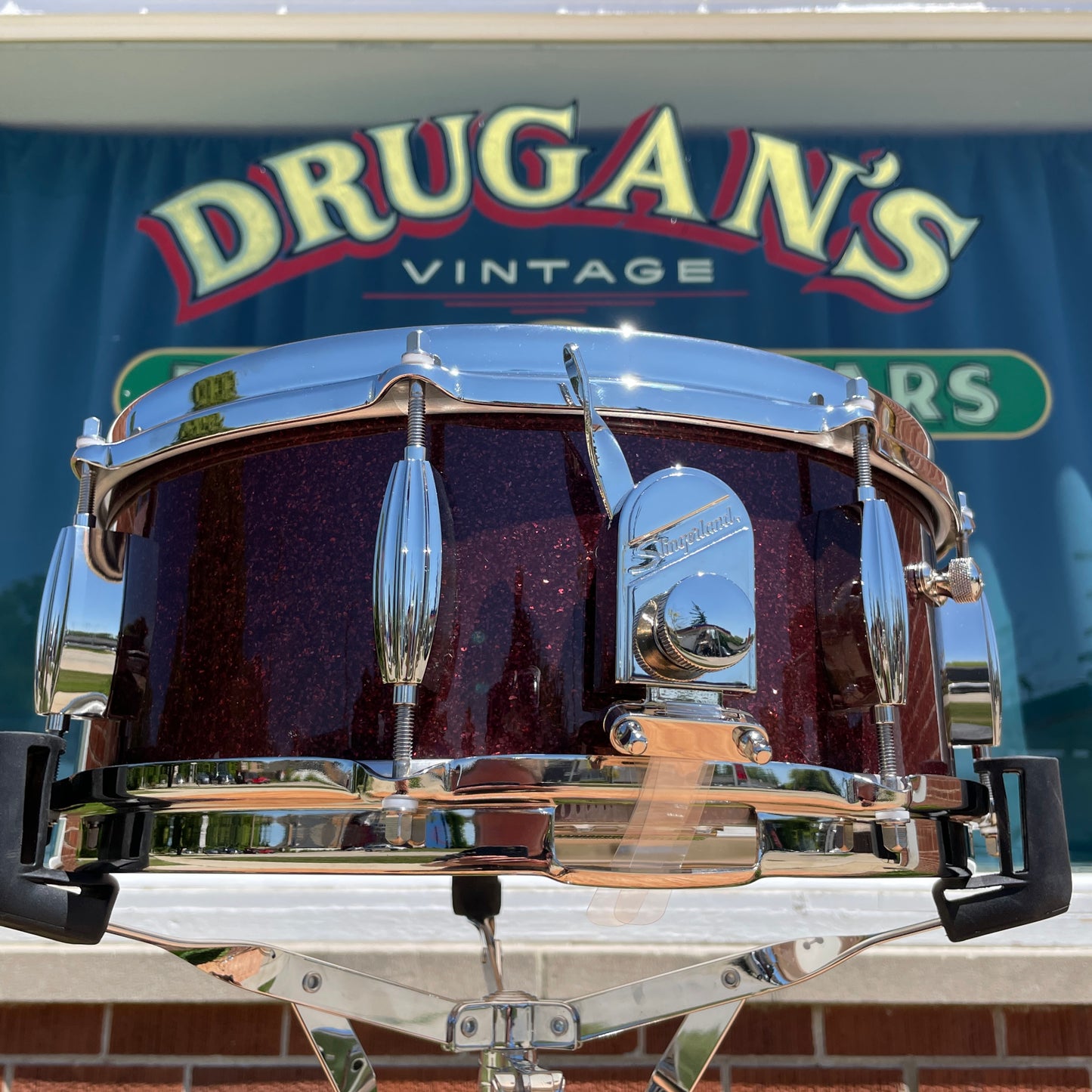 Slingerland Radio King Artist 3-Ply Mahogany/Poplar 5.5x14 Snare Drum Maroon Glass Glitter