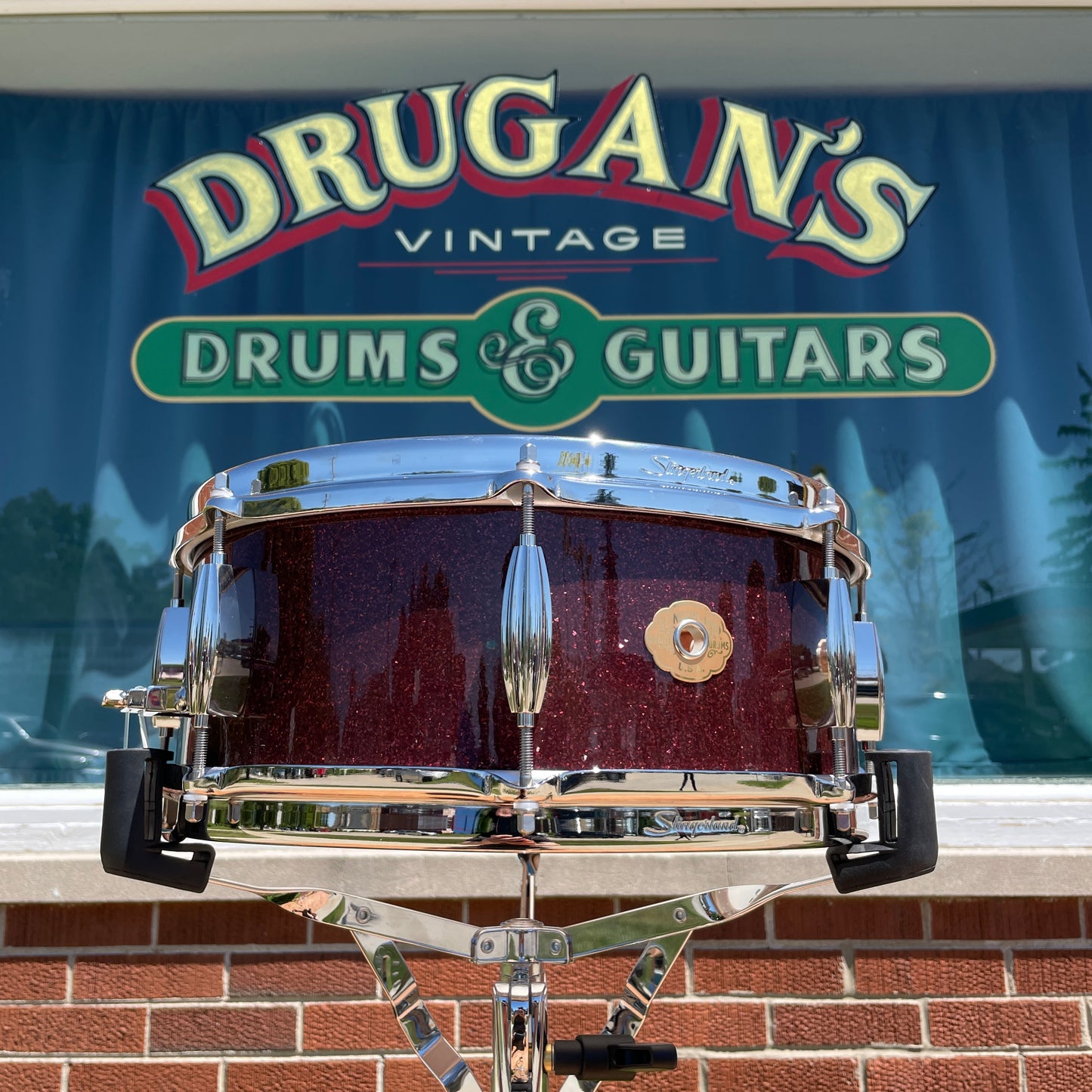 Slingerland Radio King Artist 3-Ply Mahogany/Poplar 5.5x14 Snare Drum Maroon Glass Glitter
