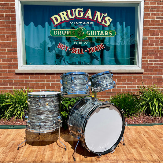 1960s Ludwig Hollywood Outfit Drum Set Oyster Blue Pearl Collectors Grade!
