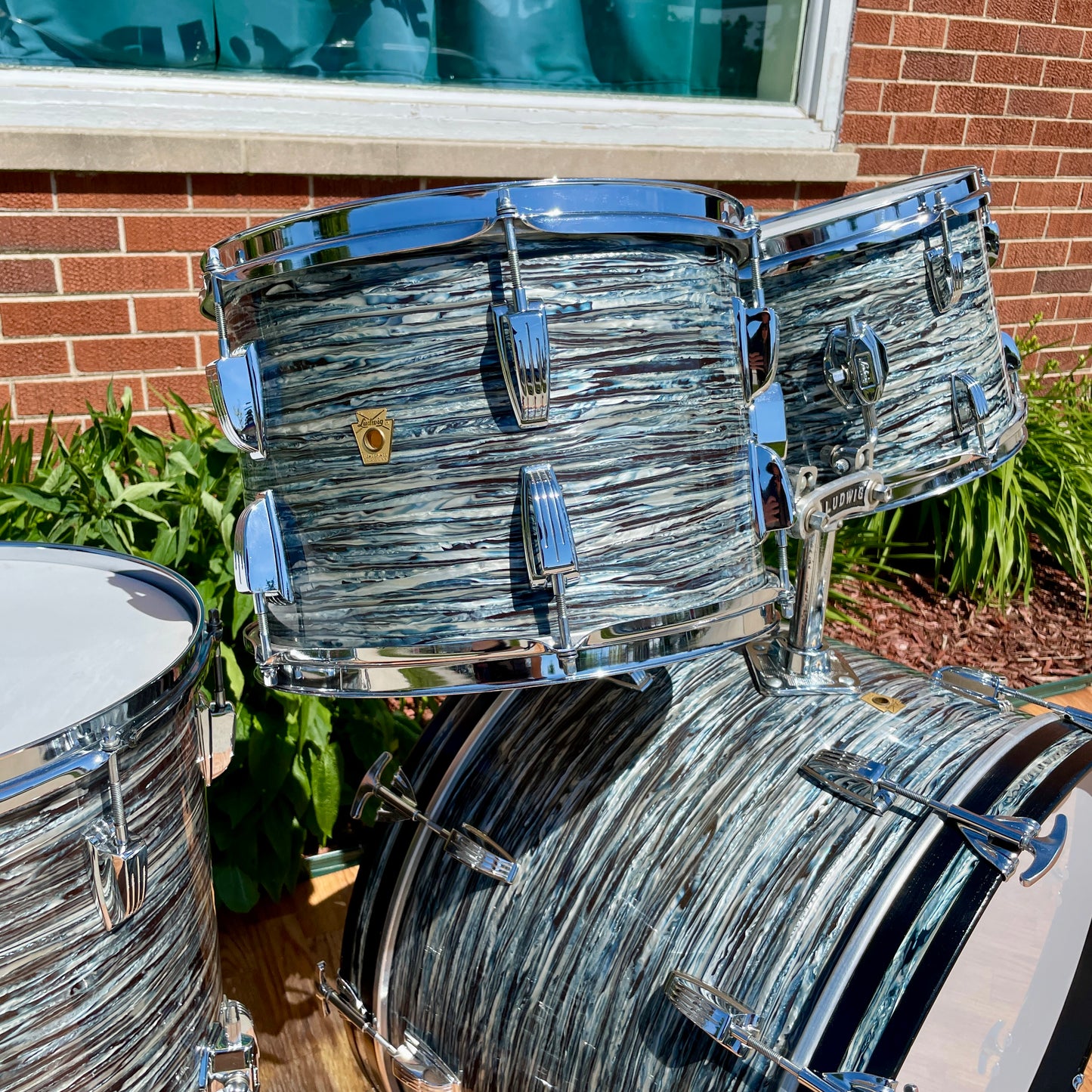 1960s Ludwig Hollywood Outfit Drum Set Oyster Blue Pearl Collectors Grade!