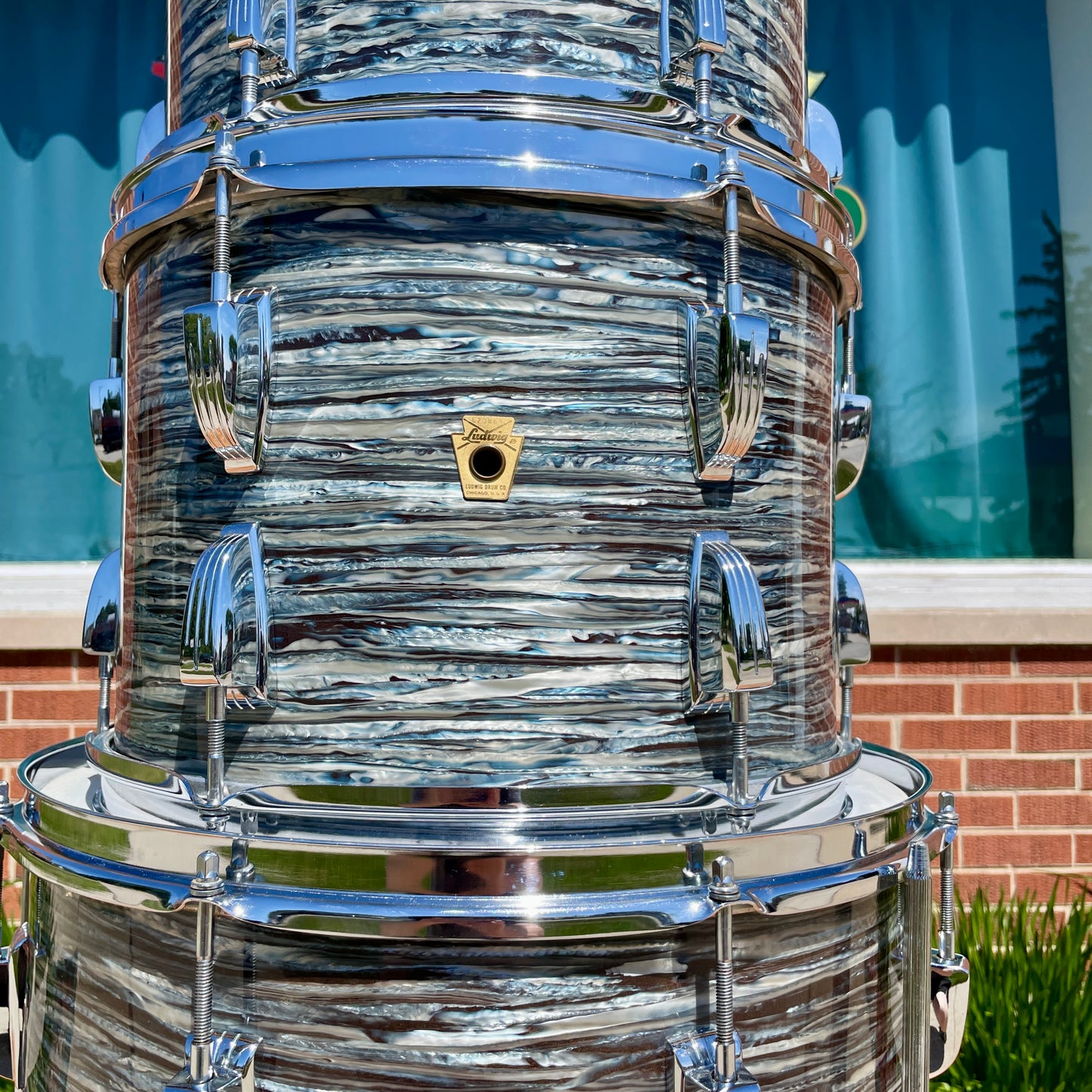 1960s Ludwig Hollywood Outfit Drum Set Oyster Blue Pearl Collectors Grade!