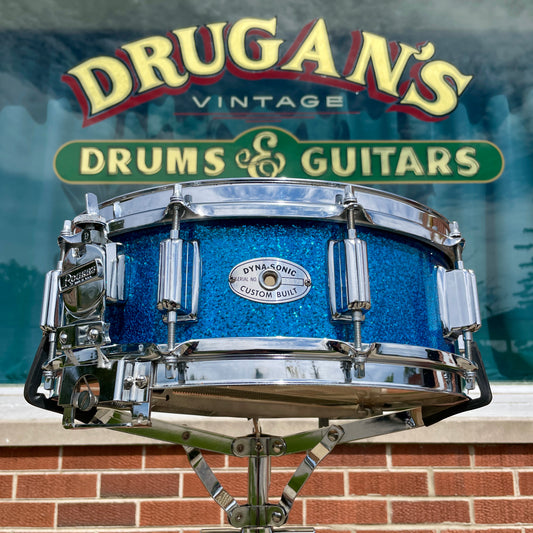 1960s Rogers Wood Dyna-Sonic 5x14 Snare Drum No. 32 Blue Sparkle Dynasonic