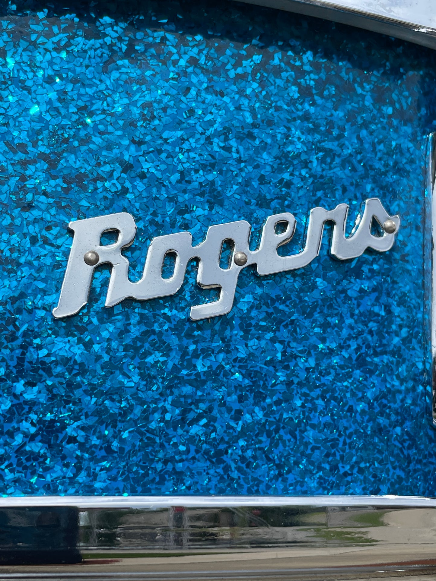 1960s Rogers Wood Dyna-Sonic 5x14 Snare Drum No. 32 Blue Sparkle Dynasonic