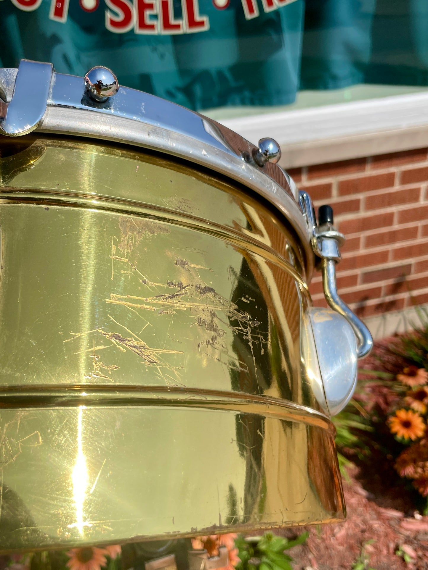 1970s-1980s Gon Bops Mariano Model 13" & 14" Brass Timbales Pair w/ Stand 2TB-76