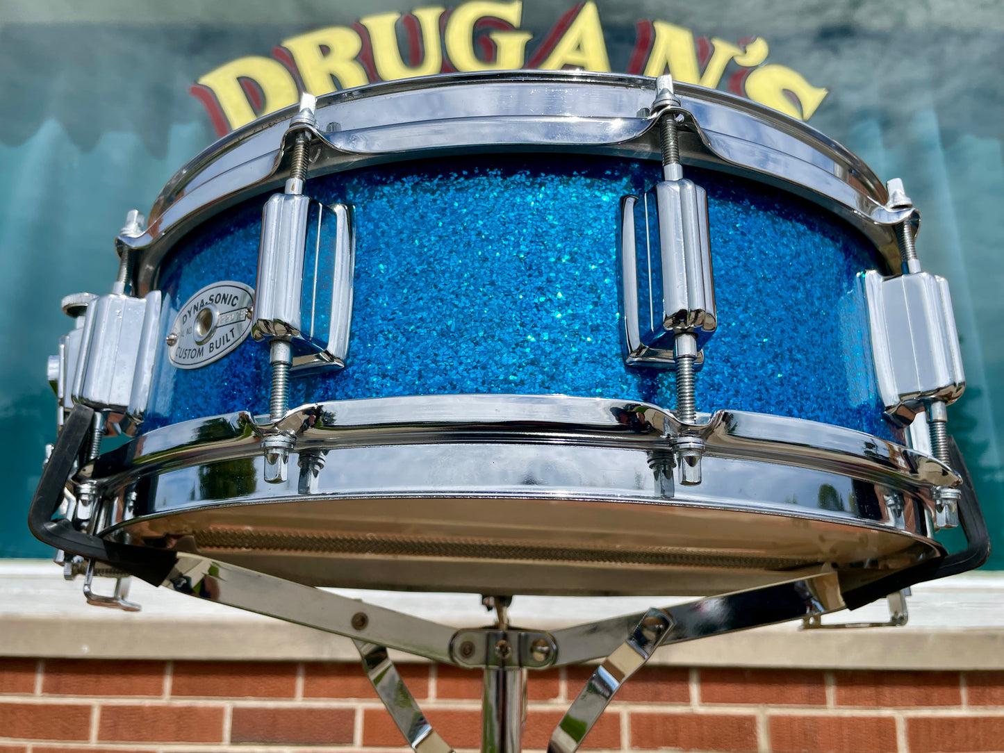 1960s Rogers Wood Dyna-Sonic 5x14 Snare Drum No. 32 Blue Sparkle Dynasonic
