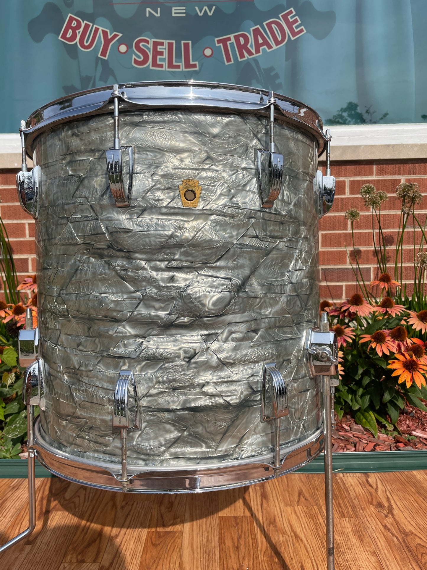 1960s Ludwig 16x16 Super Classic Floor Tom Drum Sky Blue Pearl