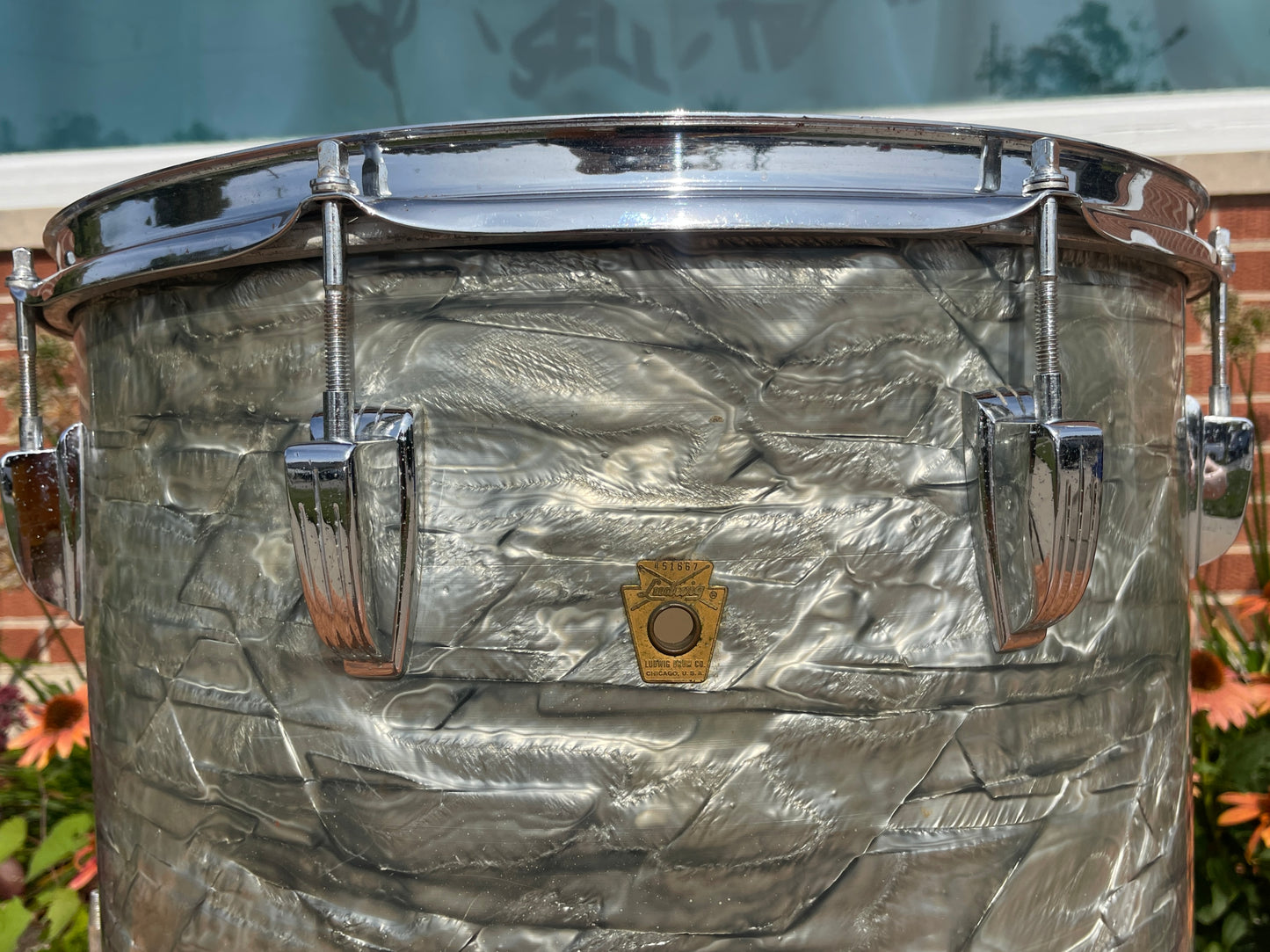 1960s Ludwig 16x16 Super Classic Floor Tom Drum Sky Blue Pearl
