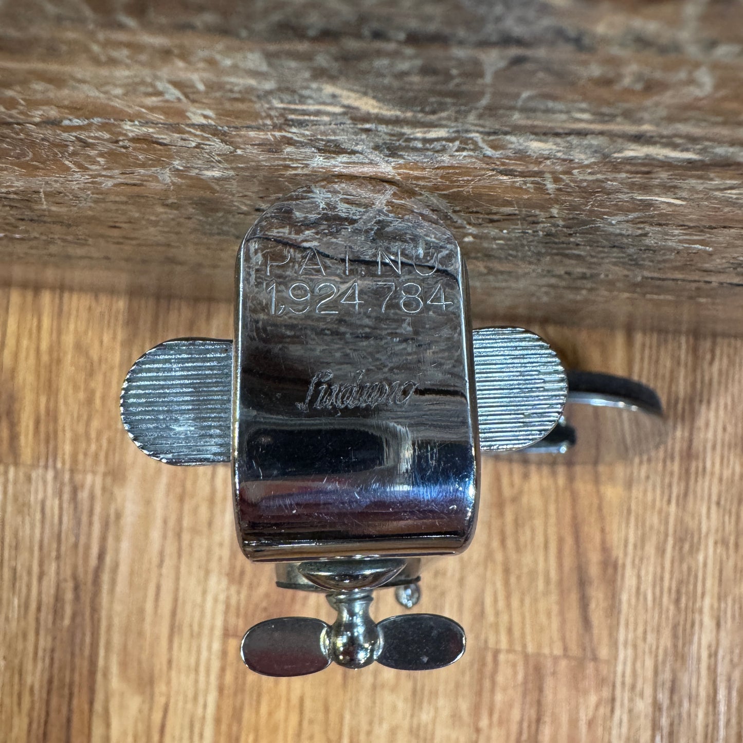 1930s Ludwig Pressure Adjustable Bass Drum Muffler No. 668K External Dual Felt Double Chrome