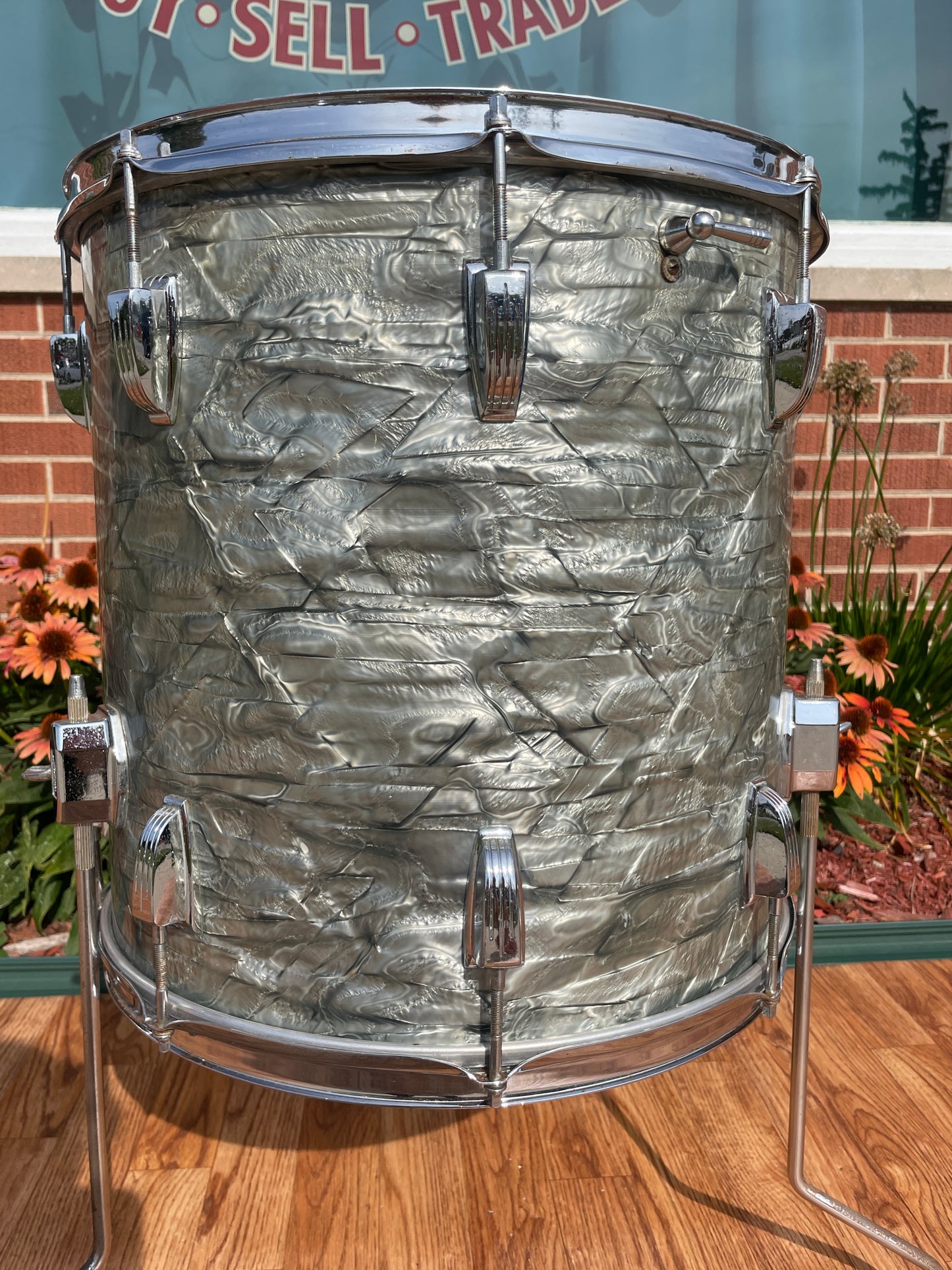1960s Ludwig 16x16 Super Classic Floor Tom Drum Sky Blue Pearl