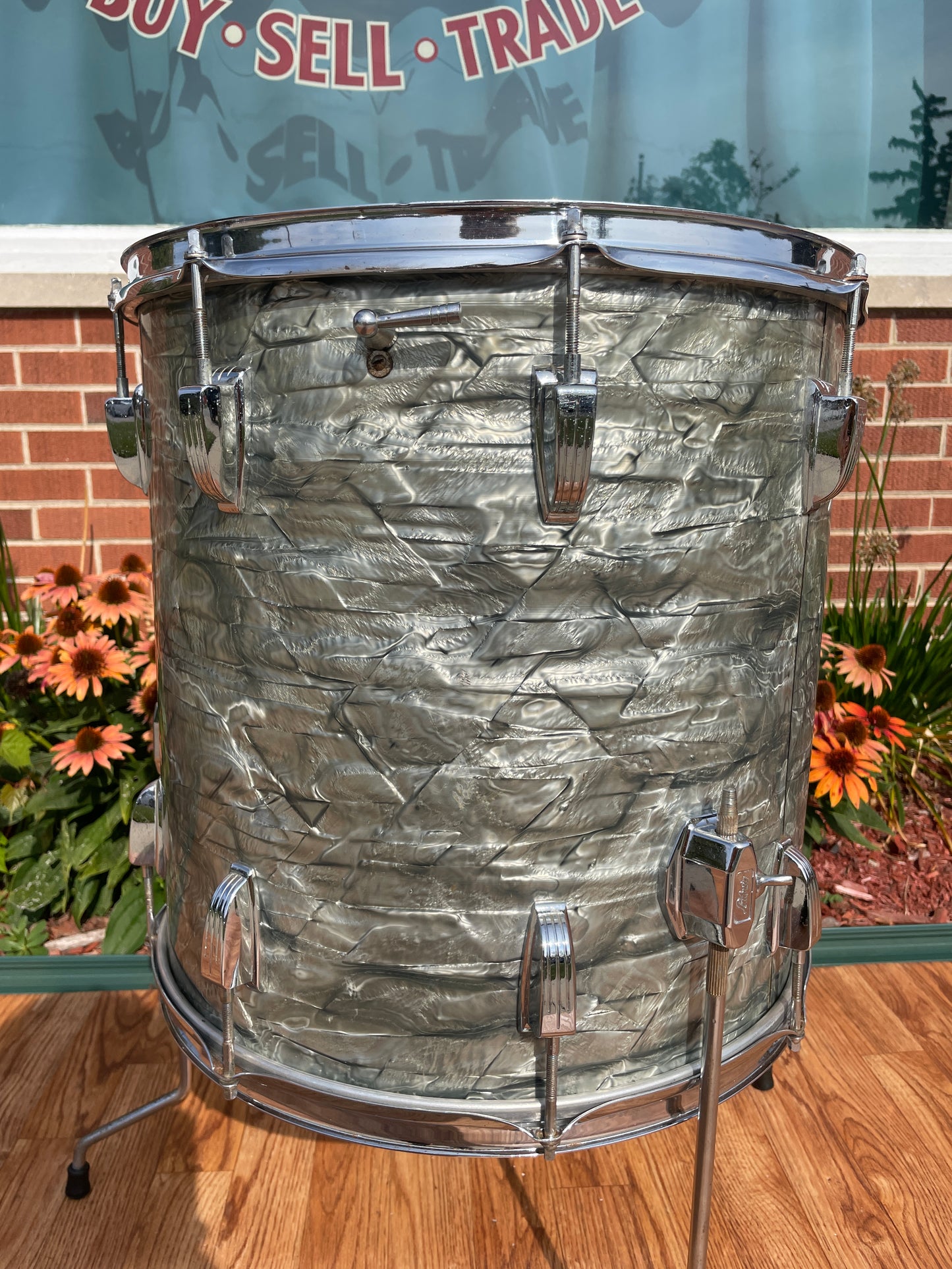 1960s Ludwig 16x16 Super Classic Floor Tom Drum Sky Blue Pearl