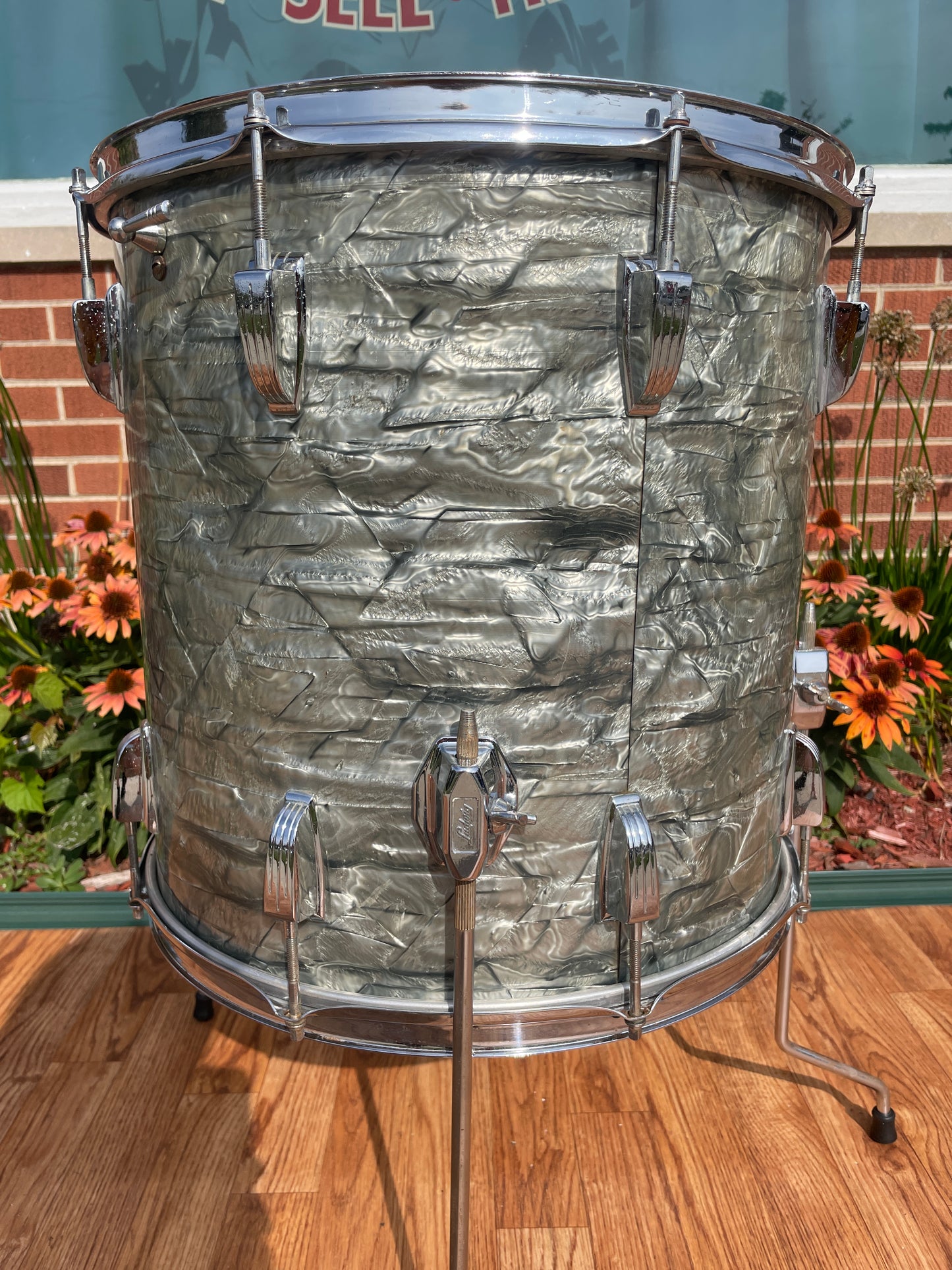 1960s Ludwig 16x16 Super Classic Floor Tom Drum Sky Blue Pearl