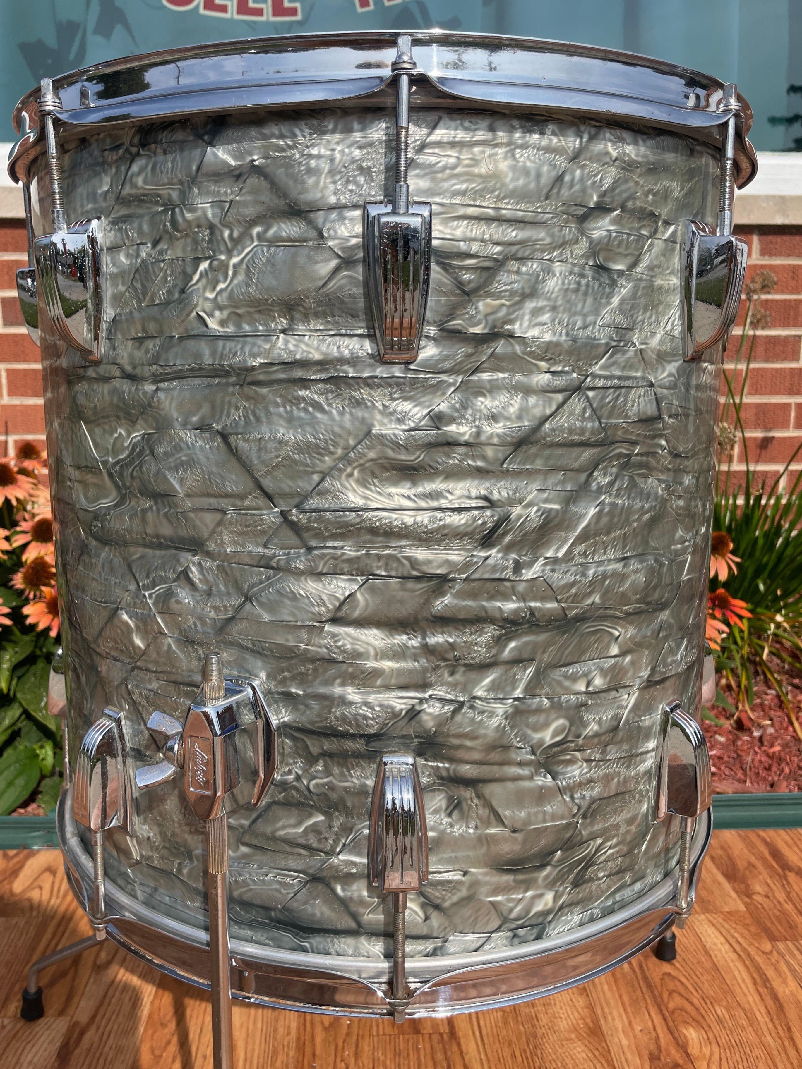 1960s Ludwig 16x16 Super Classic Floor Tom Drum Sky Blue Pearl