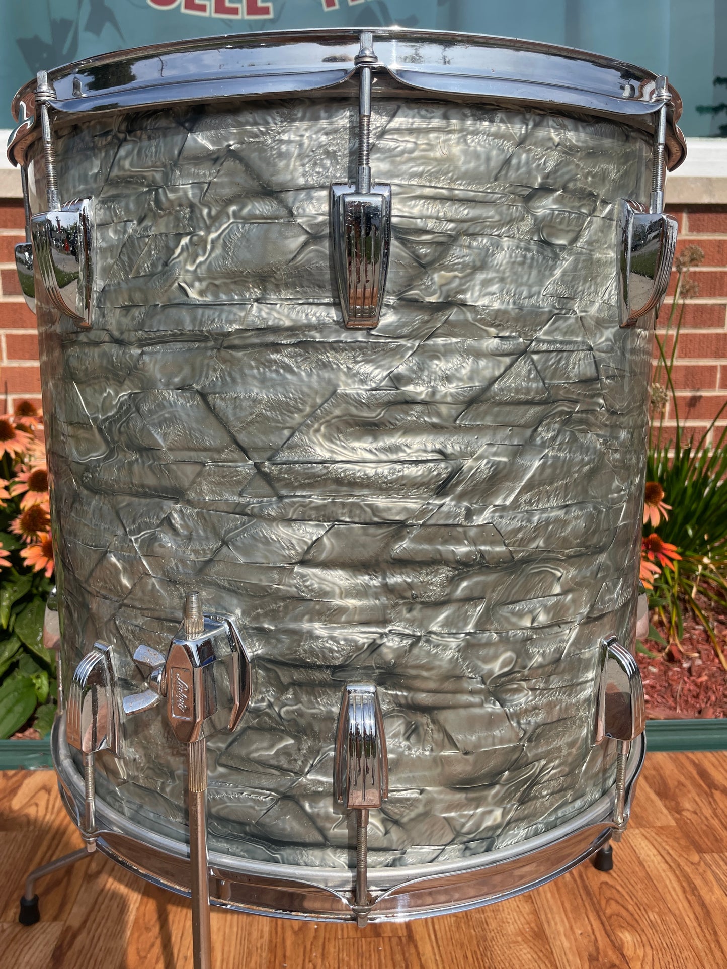 1960s Ludwig 16x16 Super Classic Floor Tom Drum Sky Blue Pearl