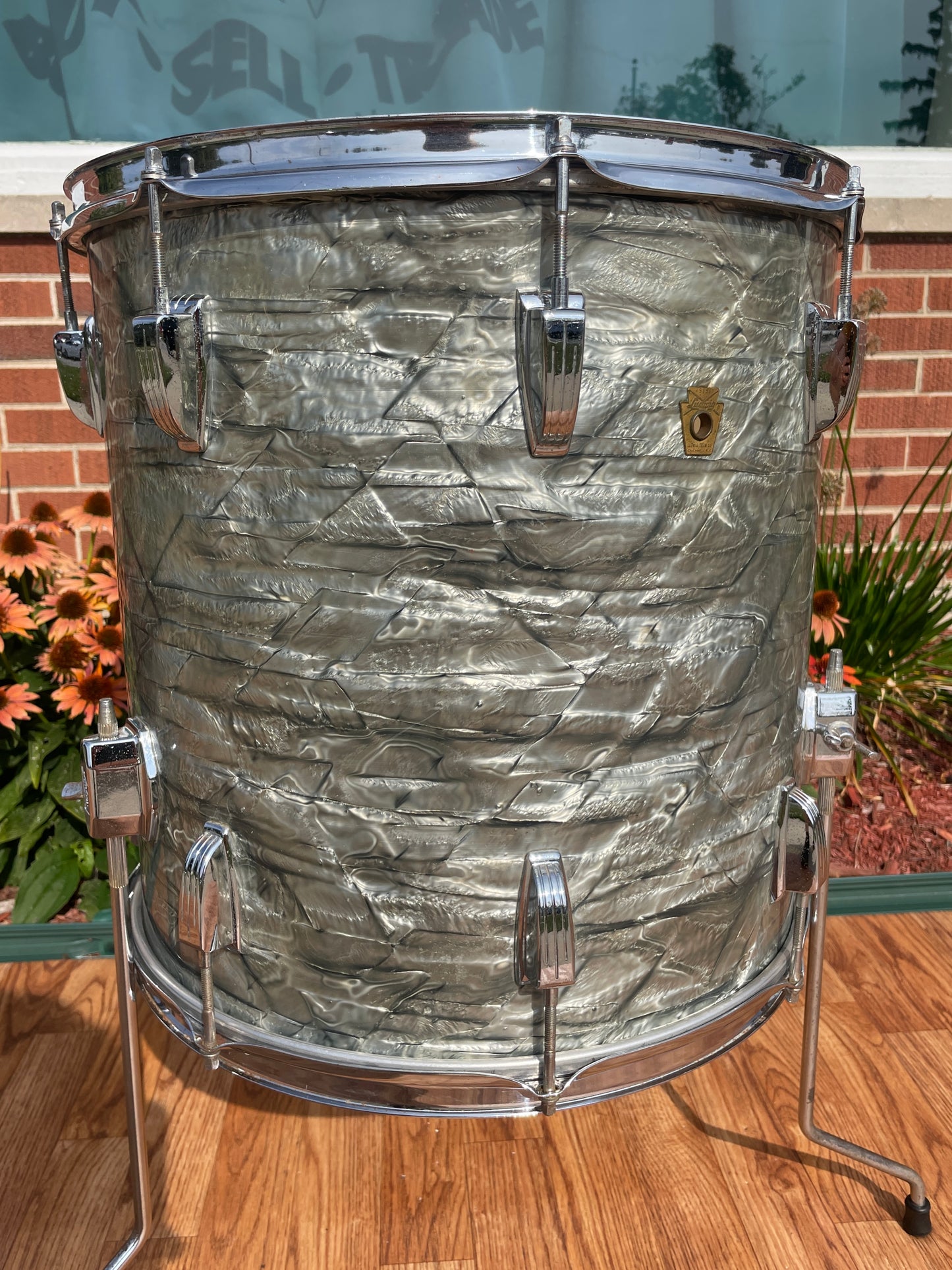 1960s Ludwig 16x16 Super Classic Floor Tom Drum Sky Blue Pearl