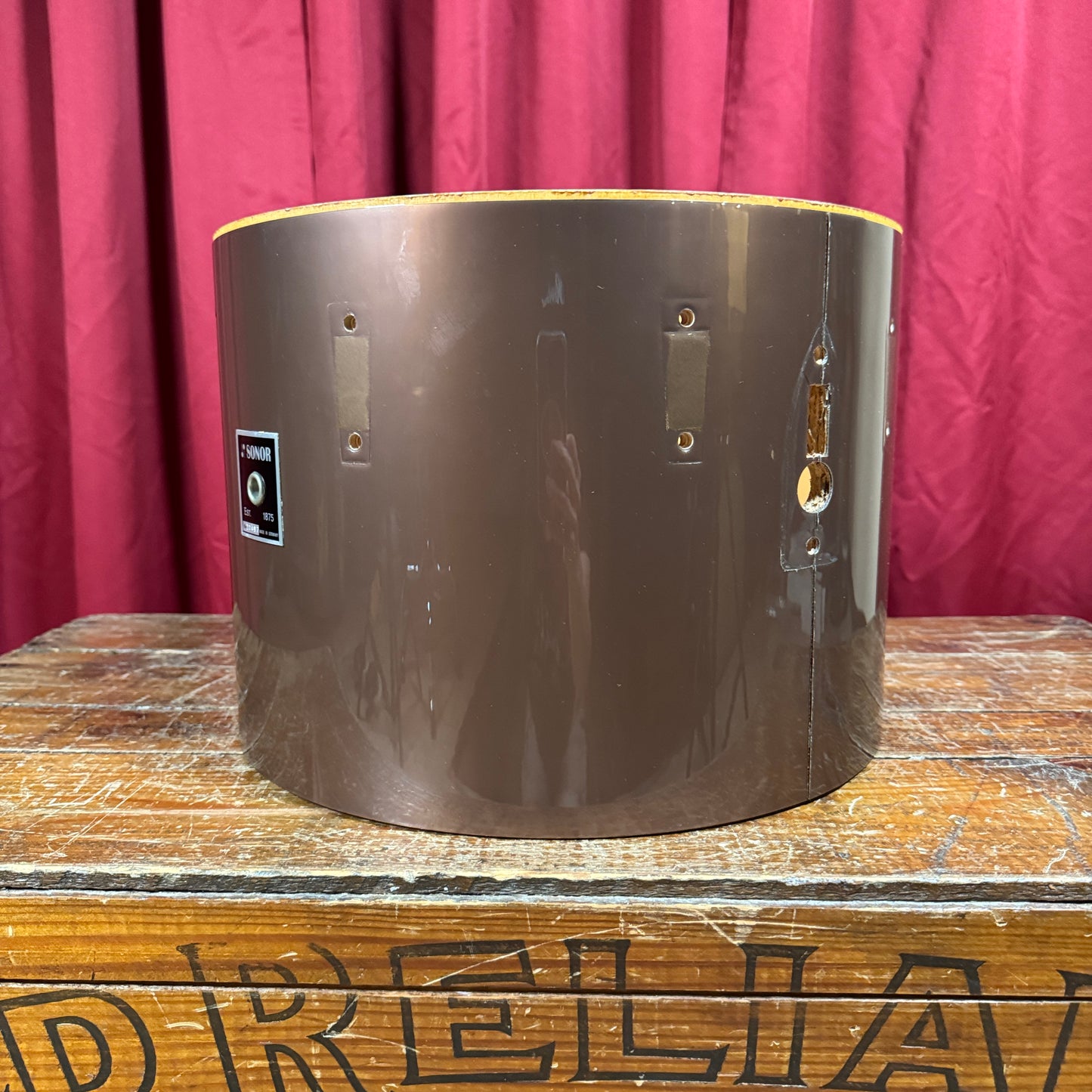 1970s Sonor Phonic 10x14 Concert Tom Drum Shell Single Metallic Bronze