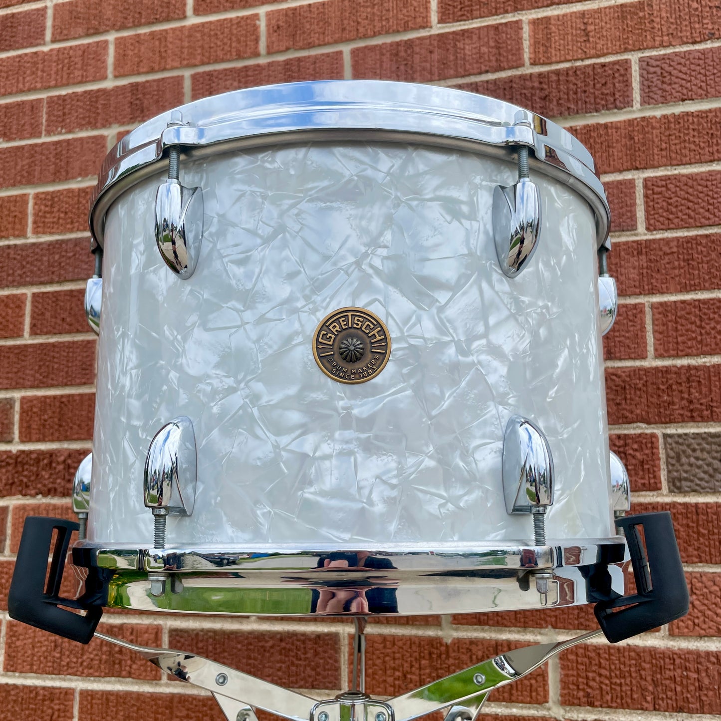 1960s Gretsch 9x13 Tom Single Drum Round Badge 6-Ply White Marine Pearl