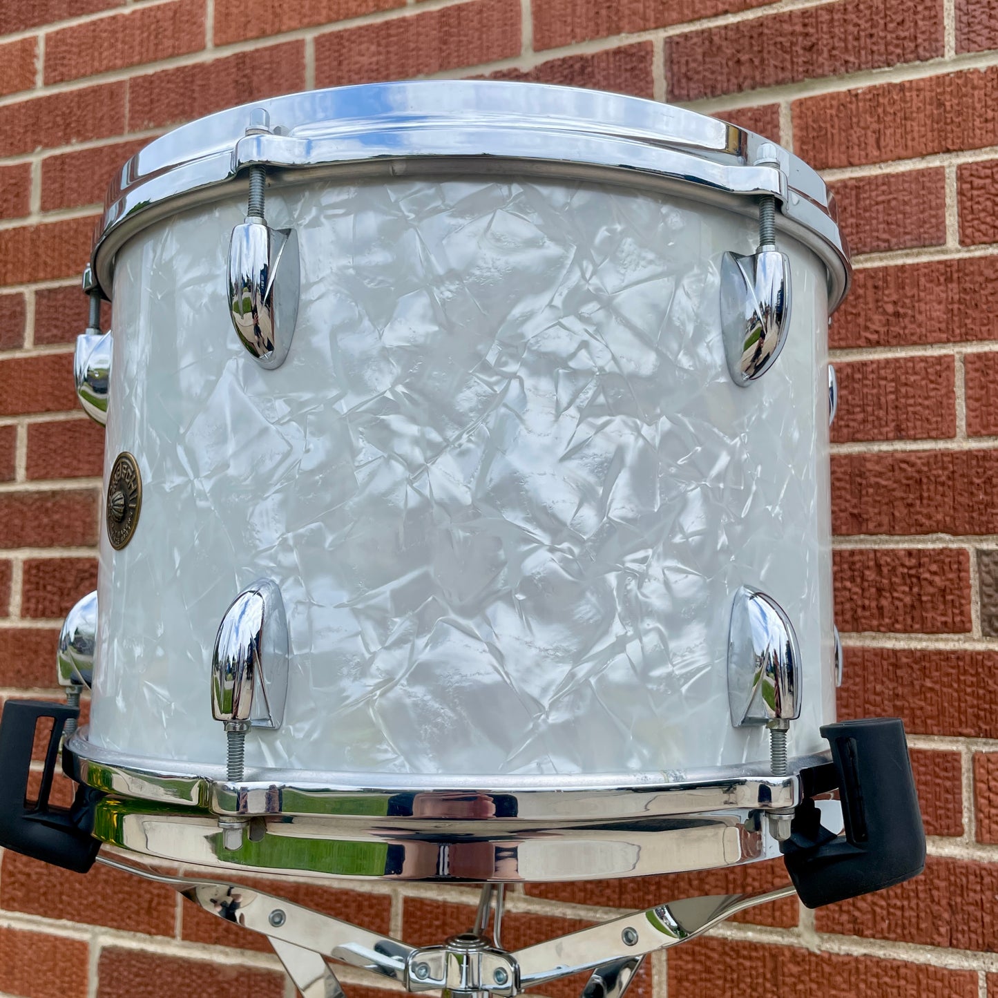 1960s Gretsch 9x13 Tom Single Drum Round Badge 6-Ply White Marine Pearl