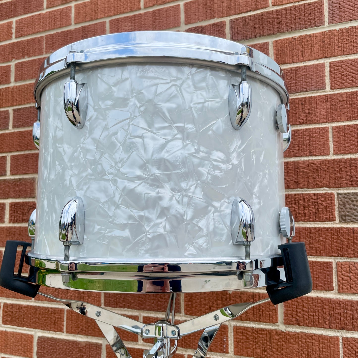 1960s Gretsch 9x13 Tom Single Drum Round Badge 6-Ply White Marine Pearl