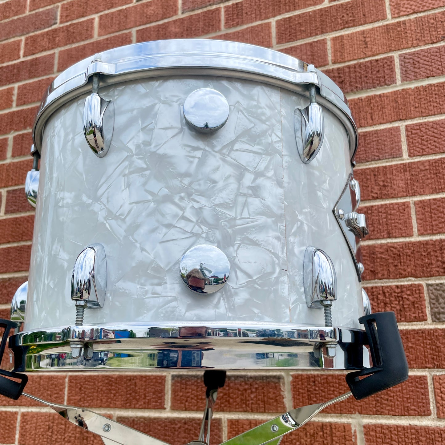 1960s Gretsch 9x13 Tom Single Drum Round Badge 6-Ply White Marine Pearl