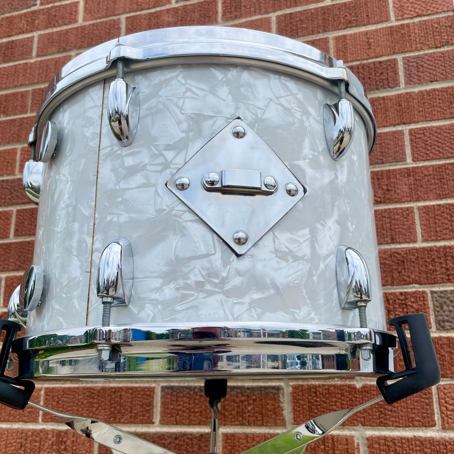 1960s Gretsch 9x13 Tom Single Drum Round Badge 6-Ply White Marine Pearl