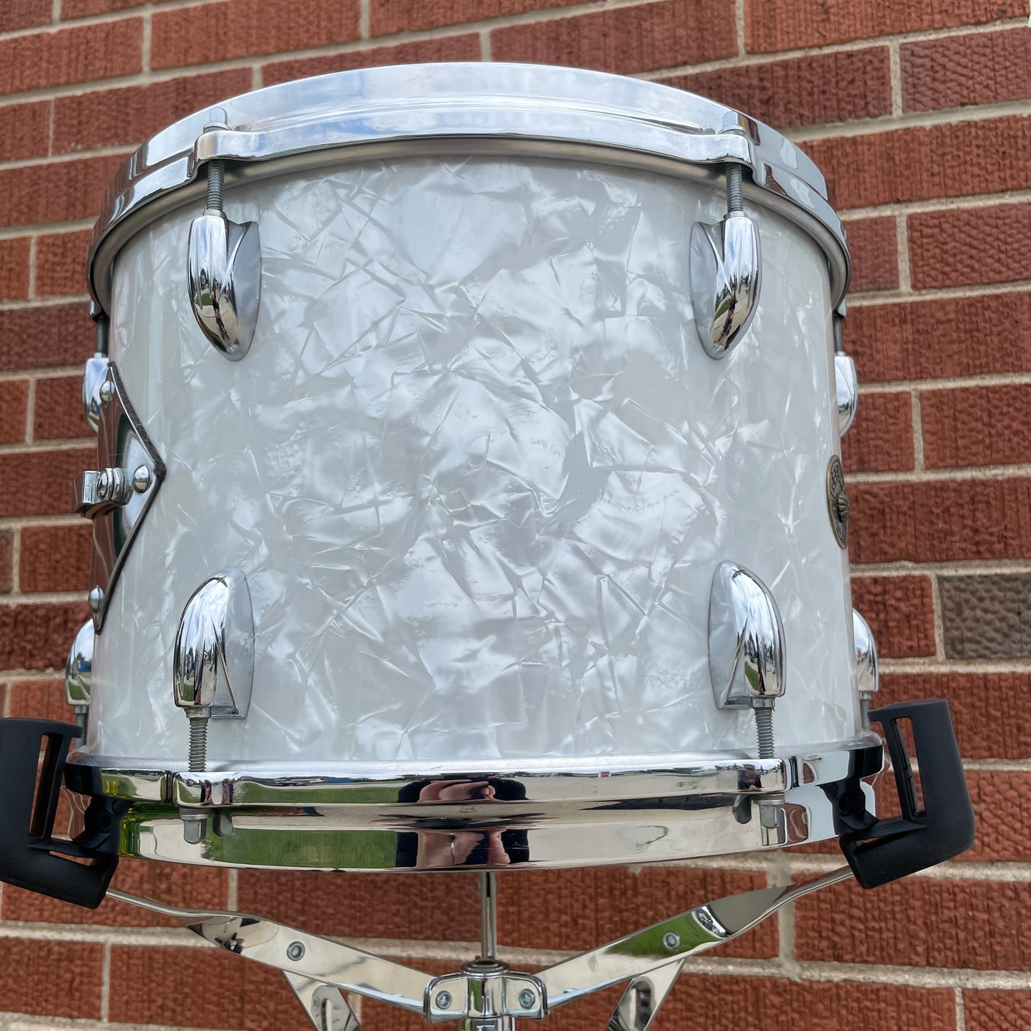 1960s Gretsch 9x13 Tom Single Drum Round Badge 6-Ply White Marine Pearl