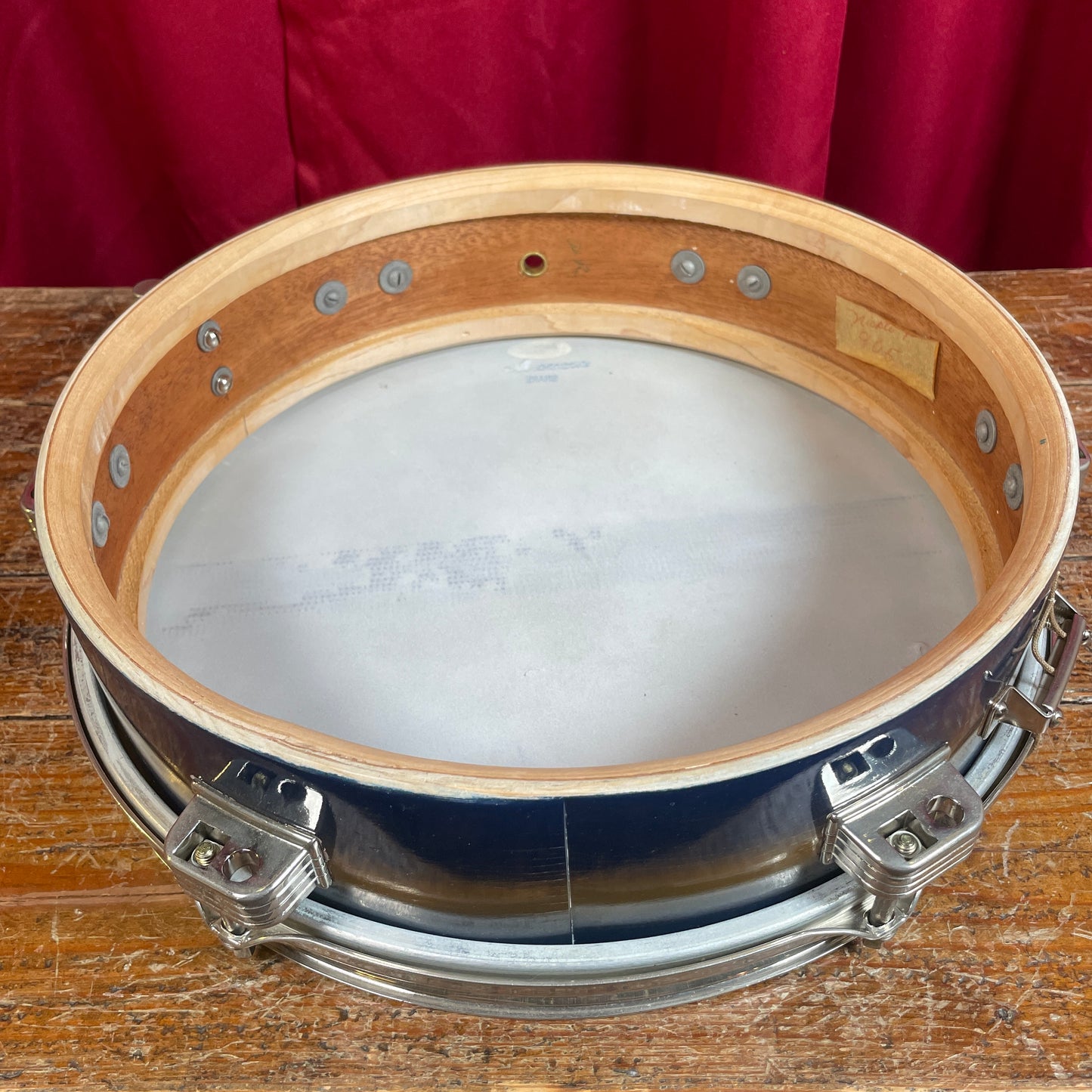 1950s-1960s Ludwig 3x13 Be-Bop Jazz Combo Trans Badge Snare Drum Dark Blue / Gold Duco