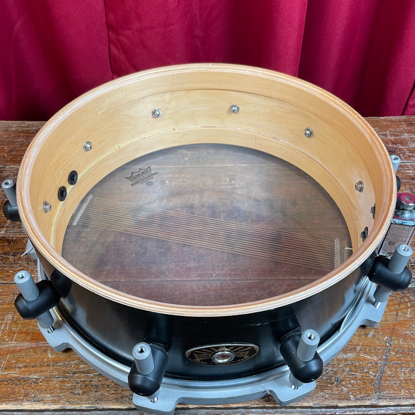 Bison Drum Company 5x14 Snare Drum Black w/ NGU Magnesium Alloy Hoops