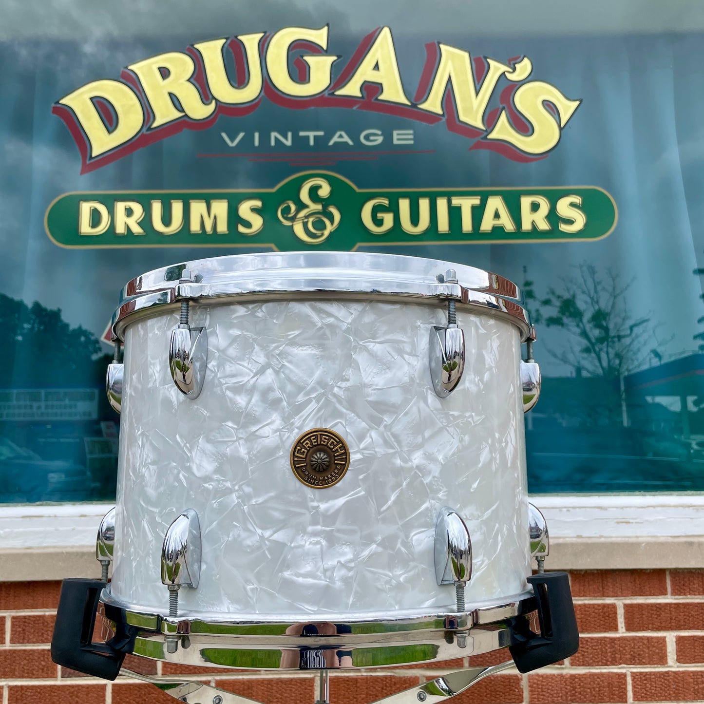 1960s Gretsch 9x13 Tom Single Drum Round Badge 6-Ply White Marine Pearl