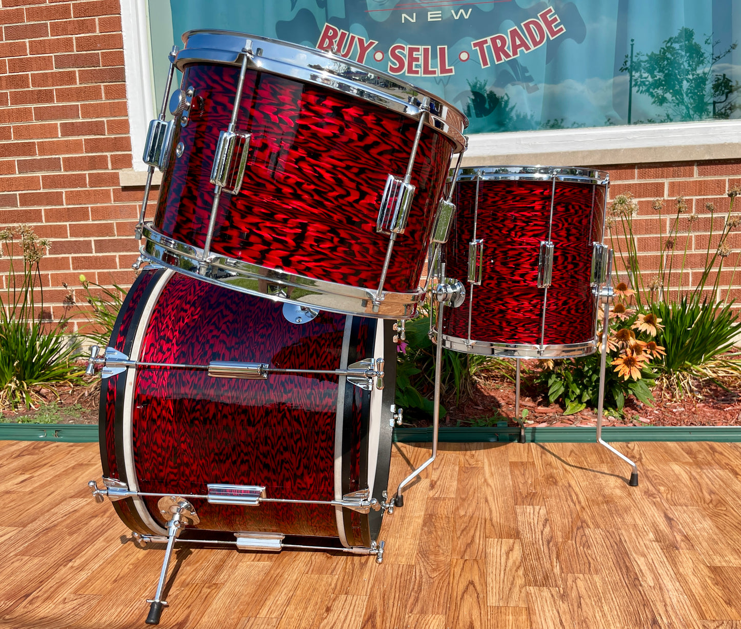 1960s Rogers Cleveland Tower Delta Drum Set Red Onyx 20/12/14
