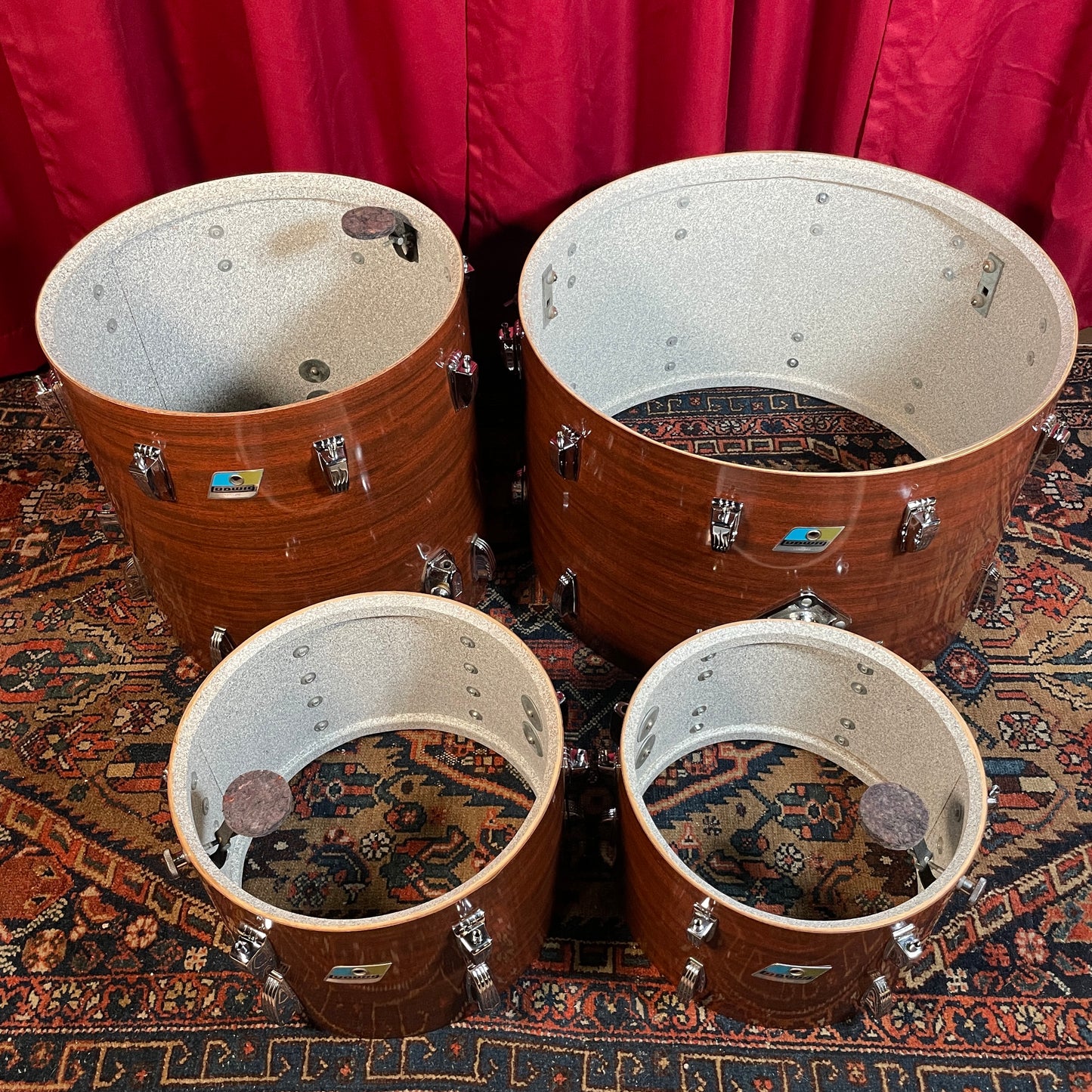 1970s Ludwig Big Beat 3-Ply Drum Set Mahogany Cortex 22/12/13/16