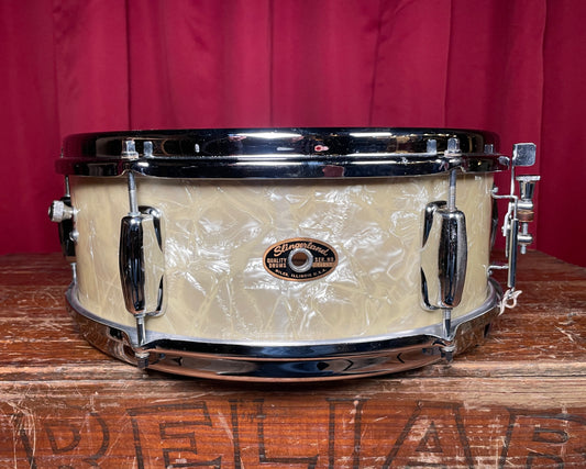 1965 Slingerland No. 161 Deluxe Student Model 5.5x14 Snare Drum White Marine Pearl WMP