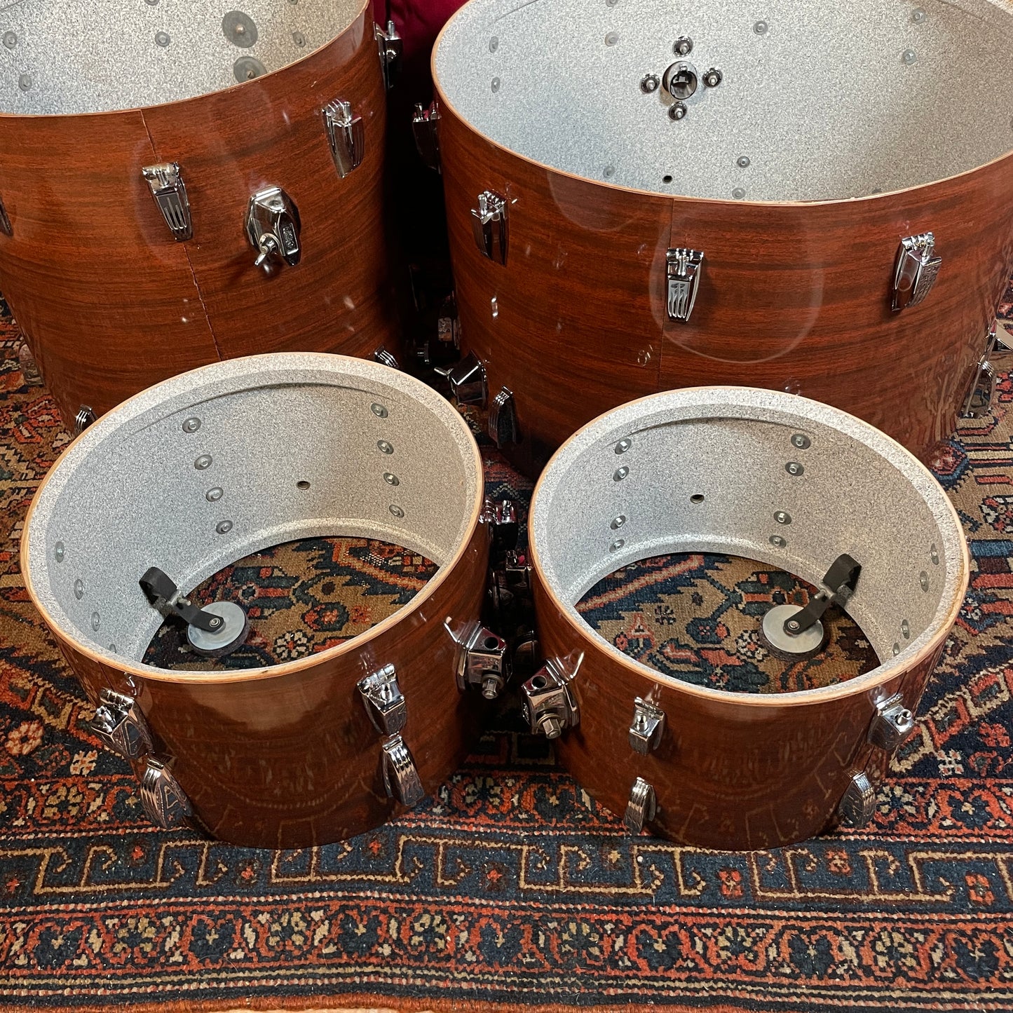 1970s Ludwig Big Beat 3-Ply Drum Set Mahogany Cortex 22/12/13/16