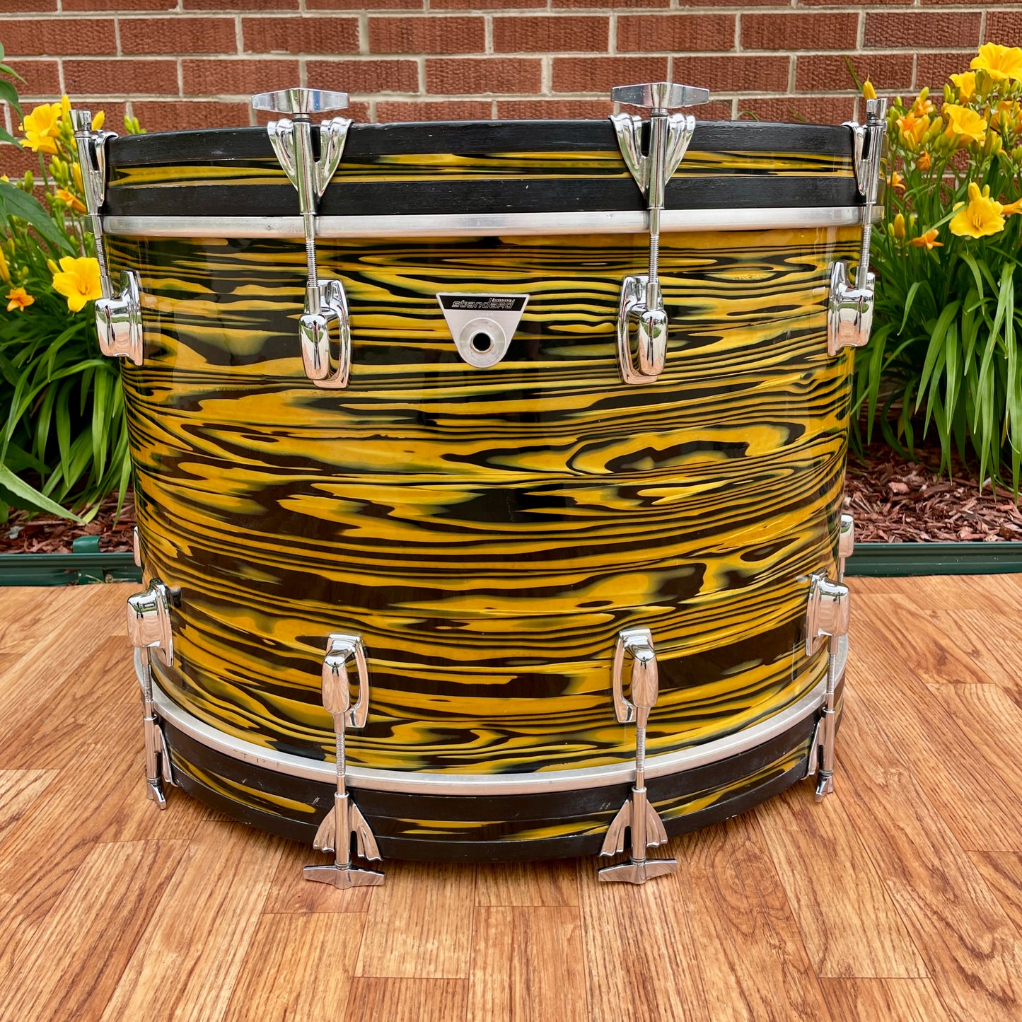 1970s Ludwig Standard 14x22 Bass Drum Lemon Strata * Rare Virgin! *
