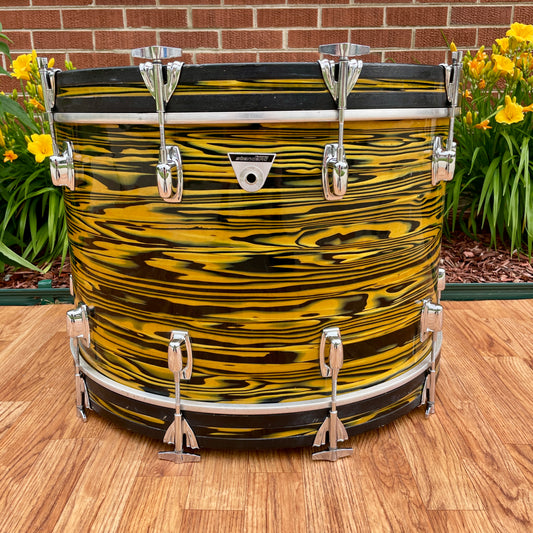 1970s Ludwig Standard 14x22 Bass Drum Lemon Strata * Rare Virgin! *
