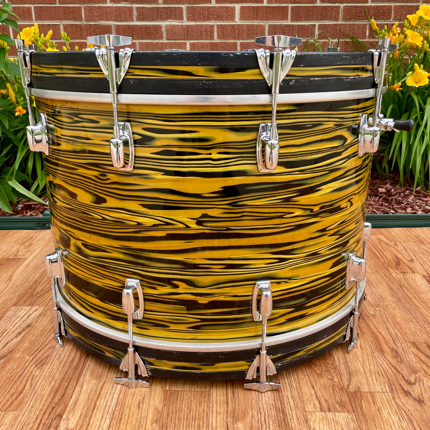 1970s Ludwig Standard 14x22 Bass Drum Lemon Strata * Rare Virgin! *