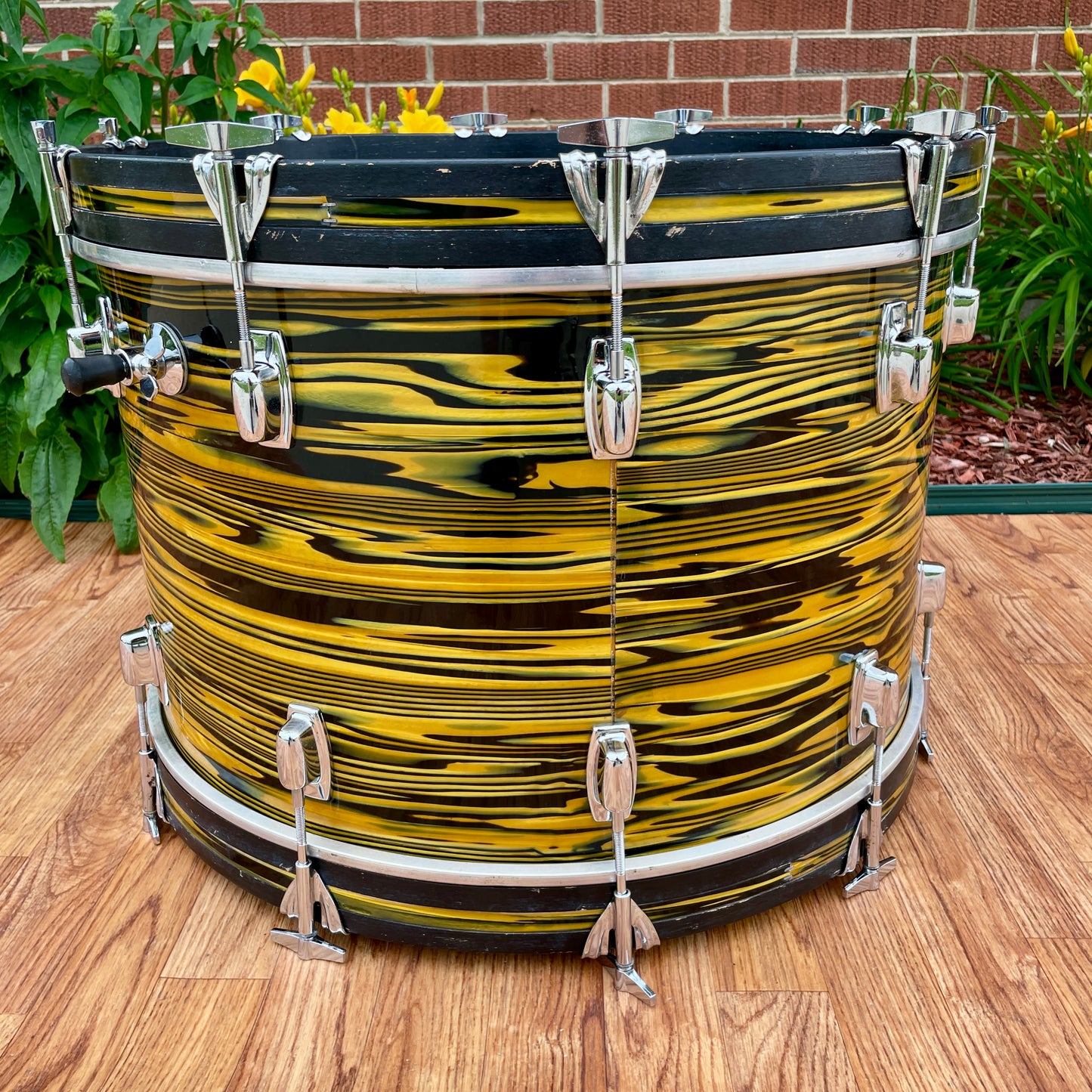 1970s Ludwig Standard 14x22 Bass Drum Lemon Strata * Rare Virgin! *