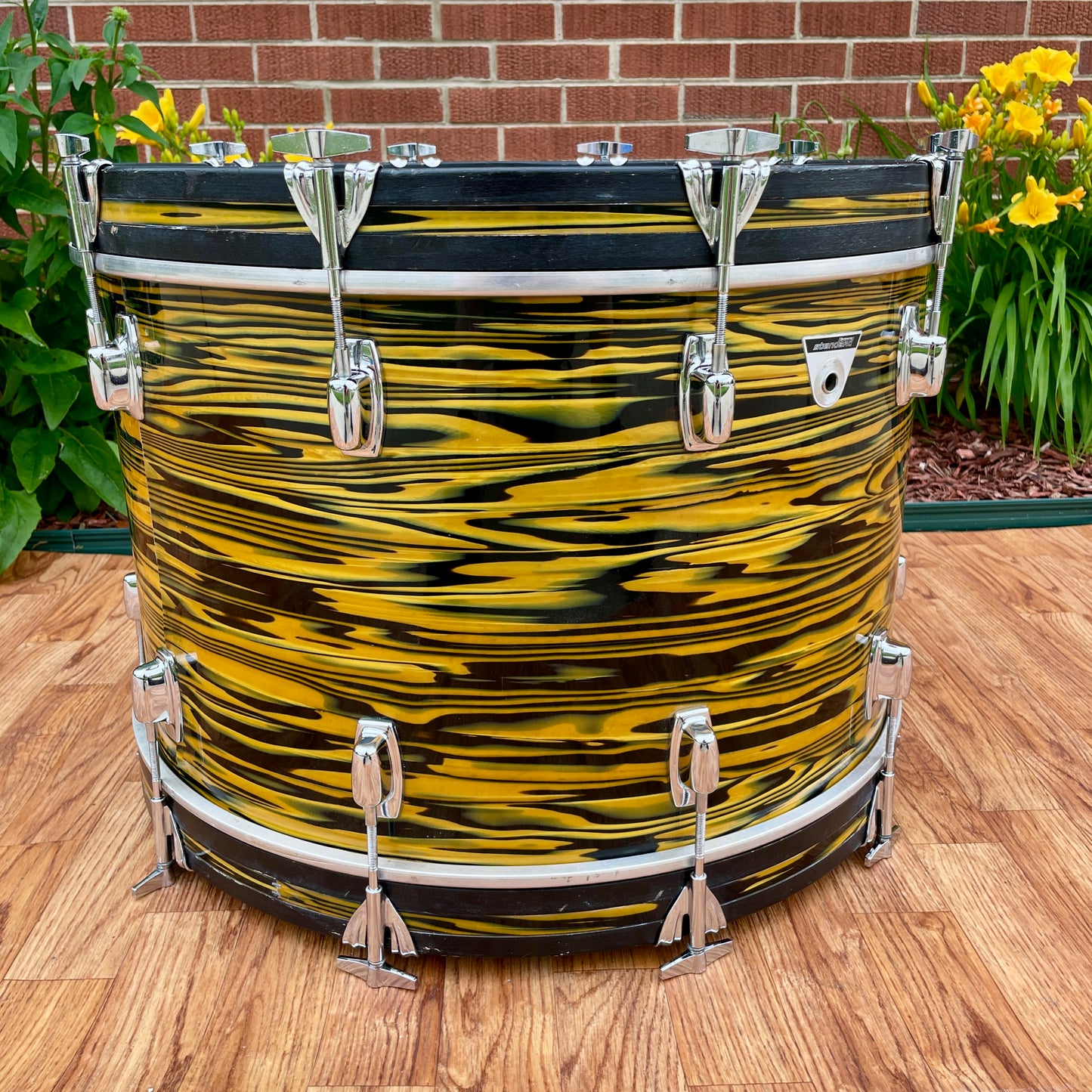 1970s Ludwig Standard 14x22 Bass Drum Lemon Strata * Rare Virgin! *