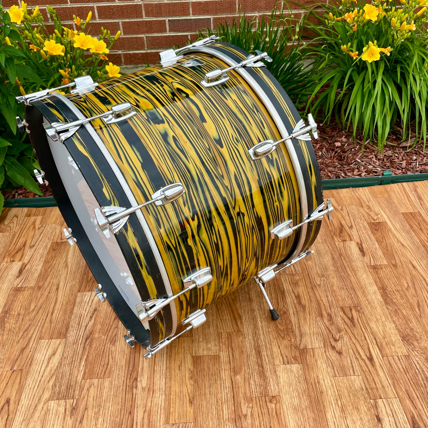 1970s Ludwig Standard 14x22 Bass Drum Lemon Strata * Rare Virgin! *