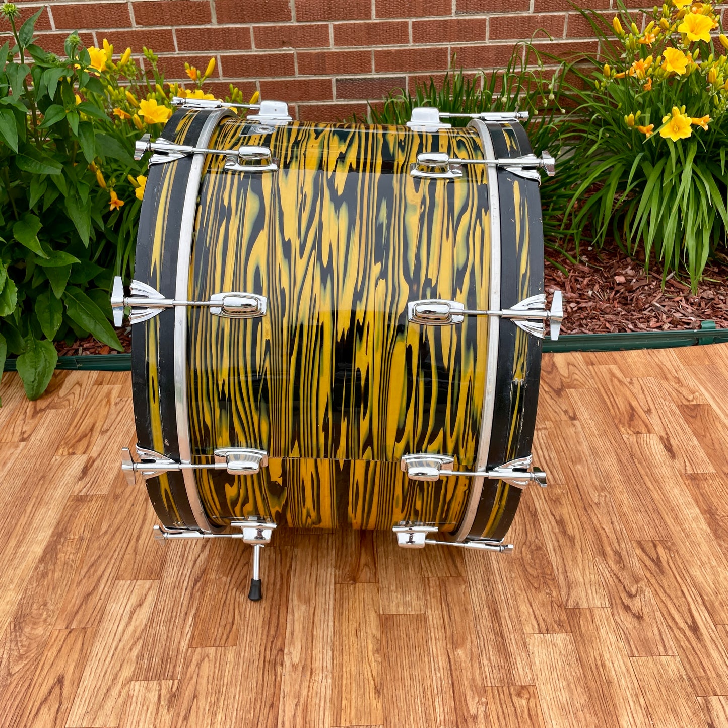 1970s Ludwig Standard 14x22 Bass Drum Lemon Strata * Rare Virgin! *
