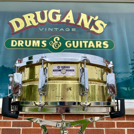 1980s Yamaha SD495 5.5x14 Brass Snare Drum 10-Lug