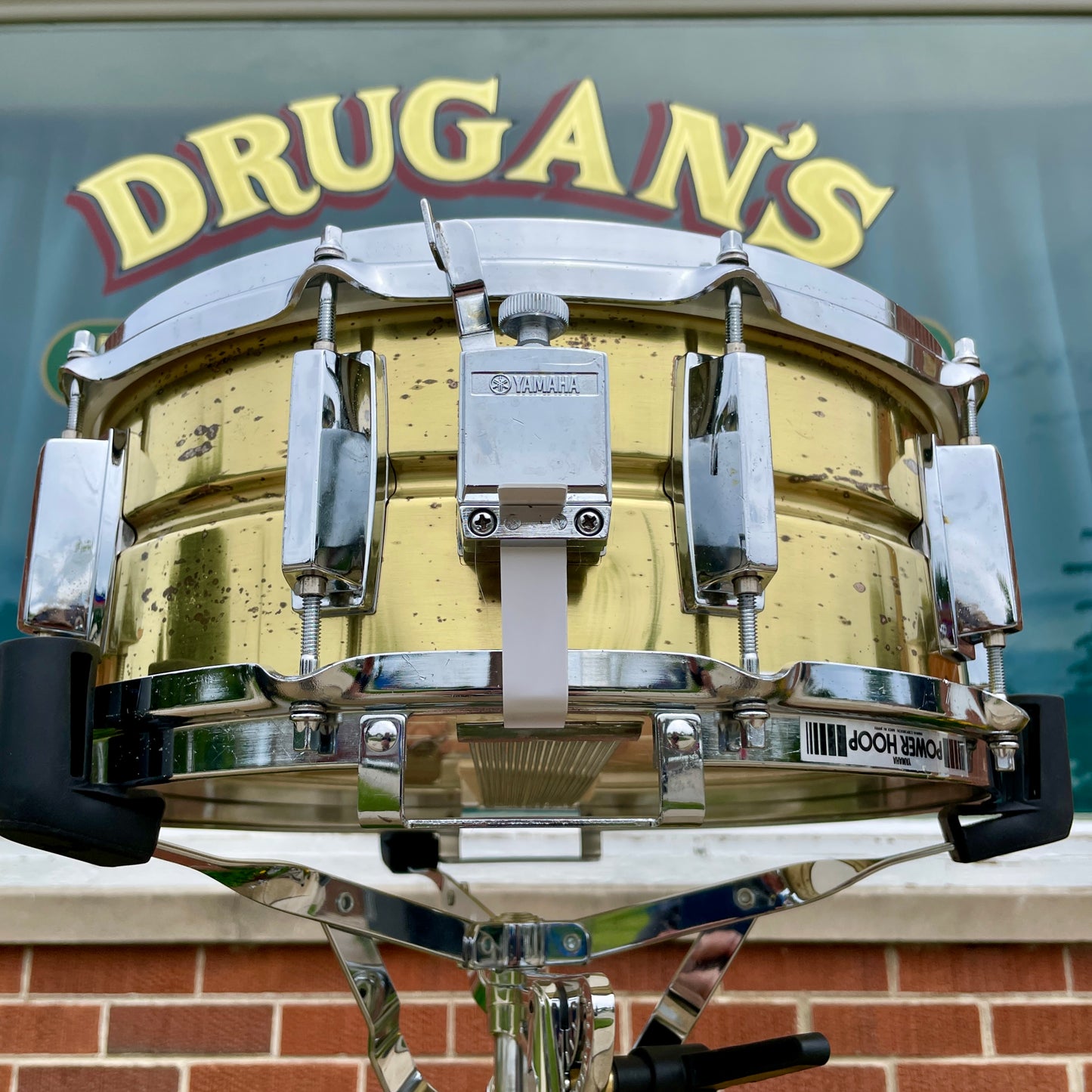 1980s Yamaha SD495 5.5x14 Brass Snare Drum 10-Lug