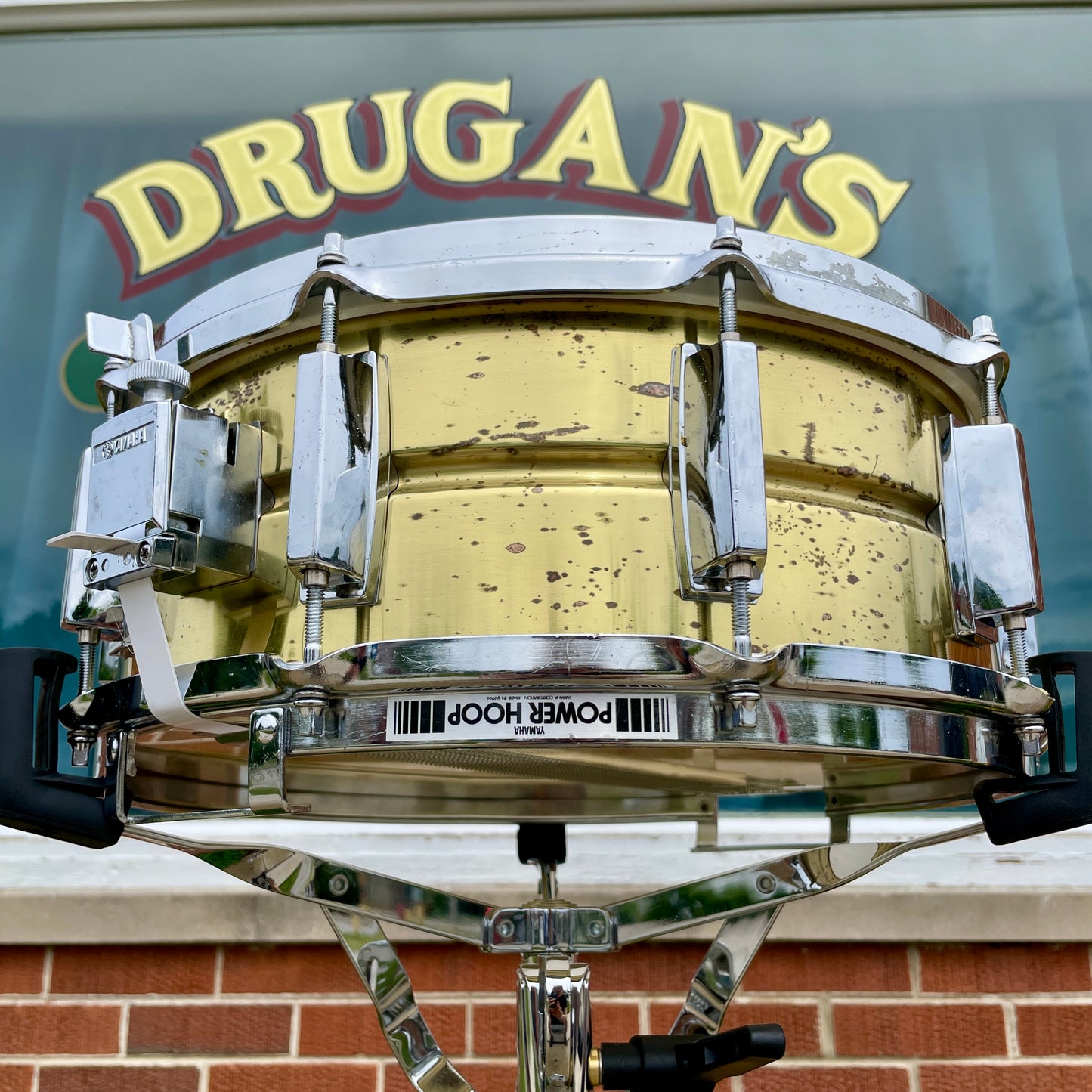 1980s Yamaha SD495 5.5x14 Brass Snare Drum 10-Lug