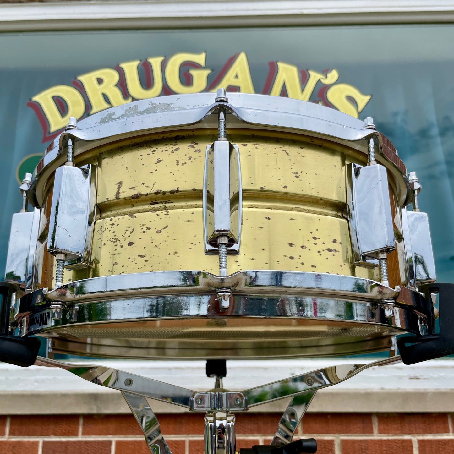1980s Yamaha SD495 5.5x14 Brass Snare Drum 10-Lug