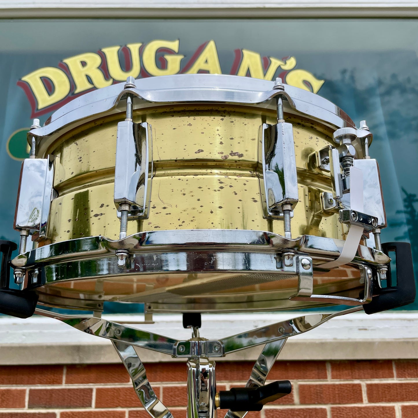 1980s Yamaha SD495 5.5x14 Brass Snare Drum 10-Lug