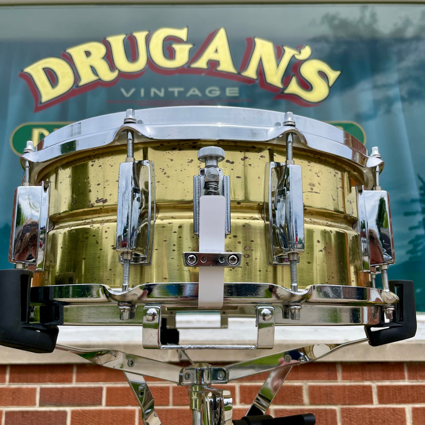 1980s Yamaha SD495 5.5x14 Brass Snare Drum 10-Lug
