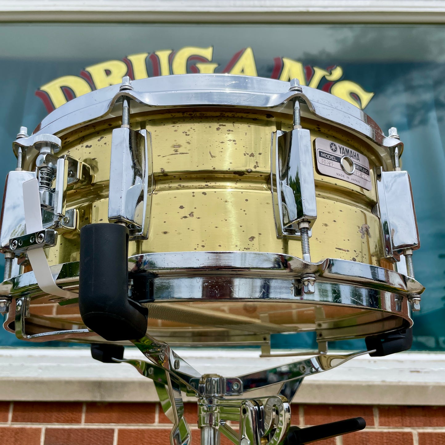 1980s Yamaha SD495 5.5x14 Brass Snare Drum 10-Lug