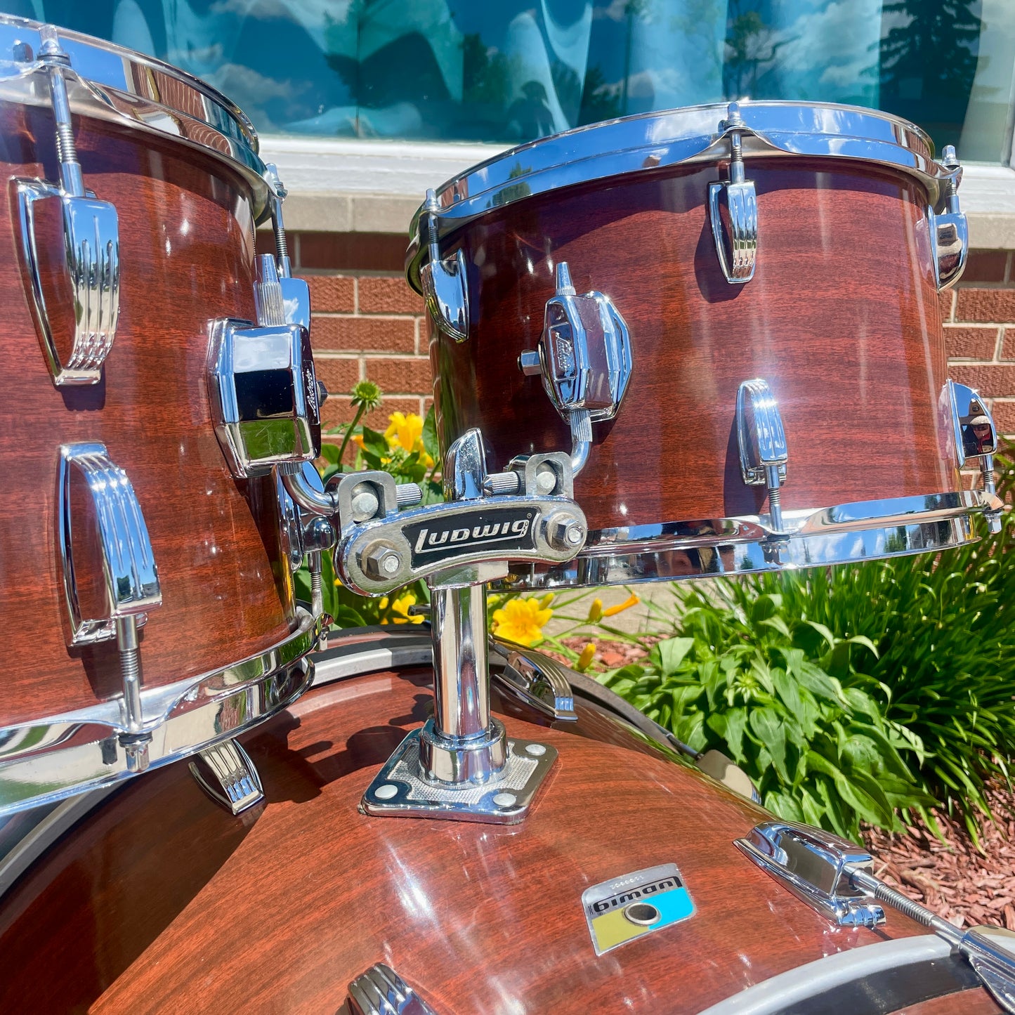 1970s Ludwig Big Beat 3-Ply Drum Set Mahogany Cortex 22/12/13/16